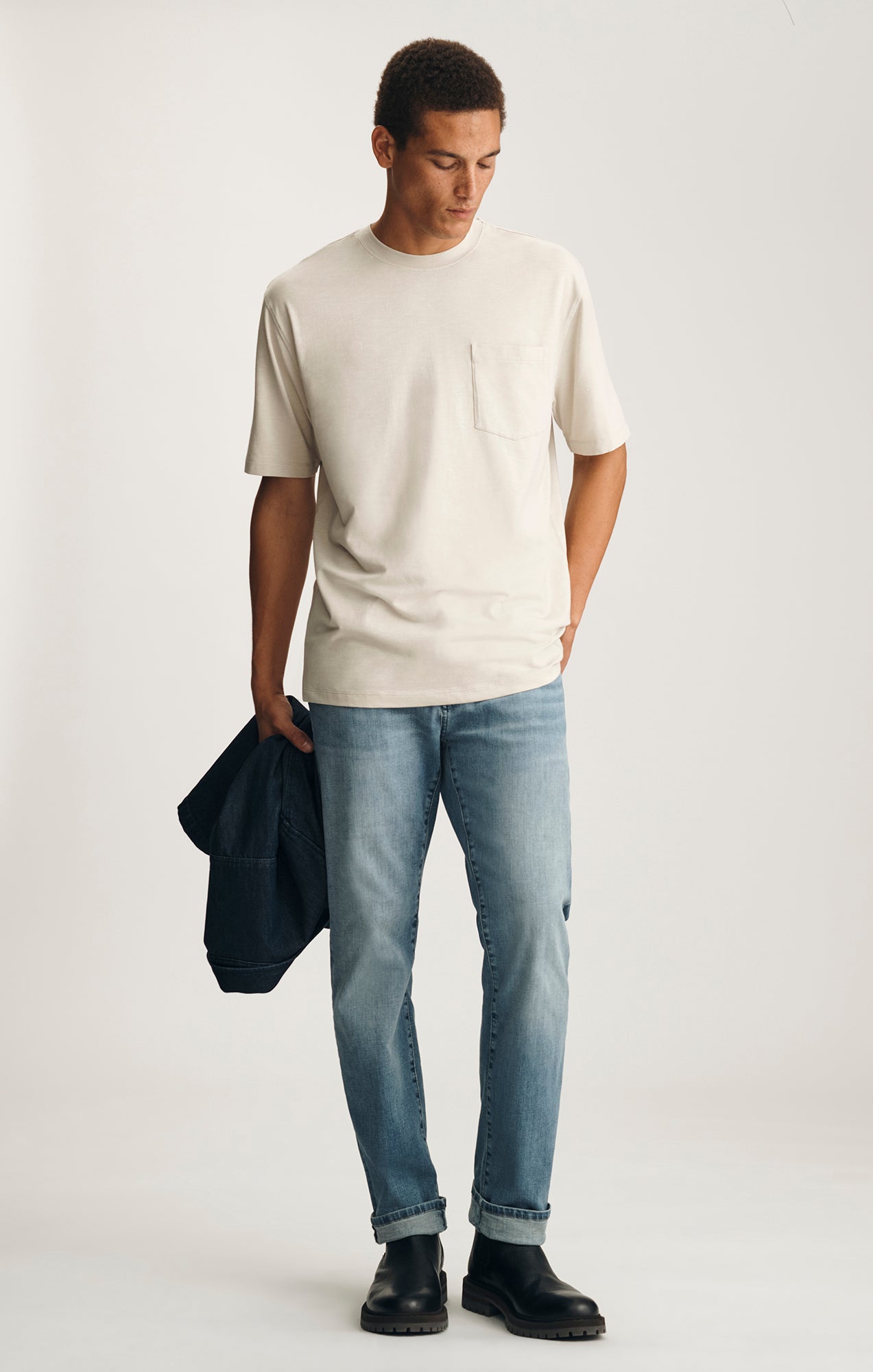 SLUB POCKET T-SHIRT IN PELICAN
