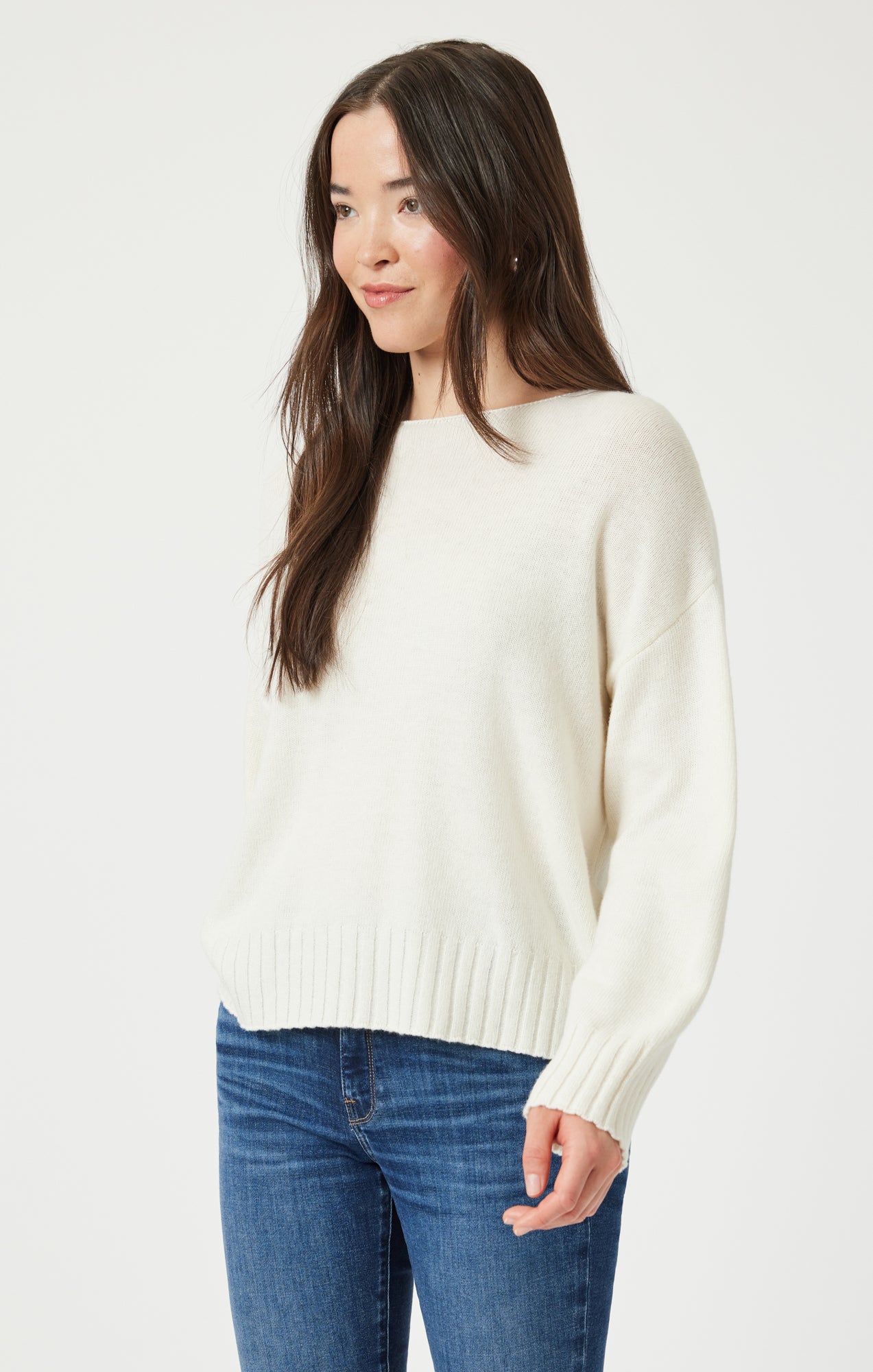 BOAT NECK SWEATER IN ANTIQUE WHITE - Mavi Jeans