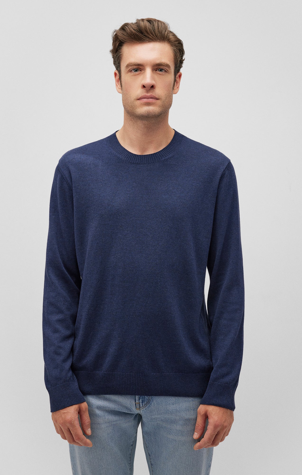 CREW NECK SWEATER IN BLACK IRIS - Mavi Jeans