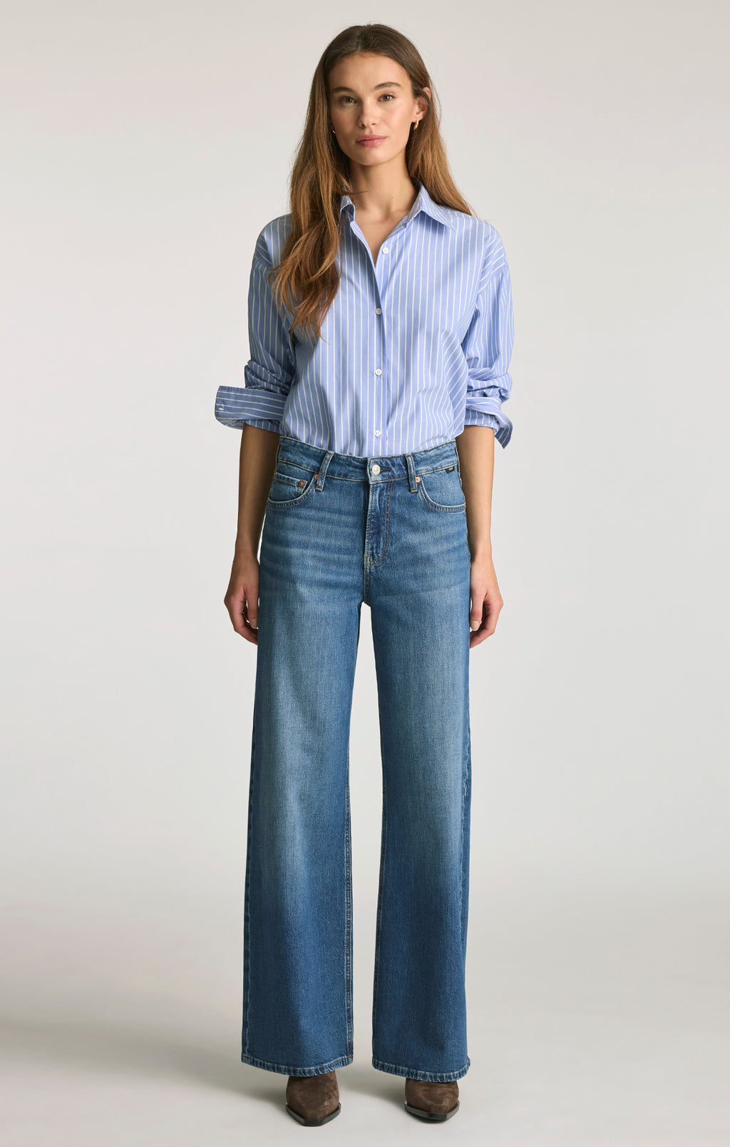 FLORIDA WIDE LEG IN MID BRUSHED CLASSIC BLUE - Mavi Jeans