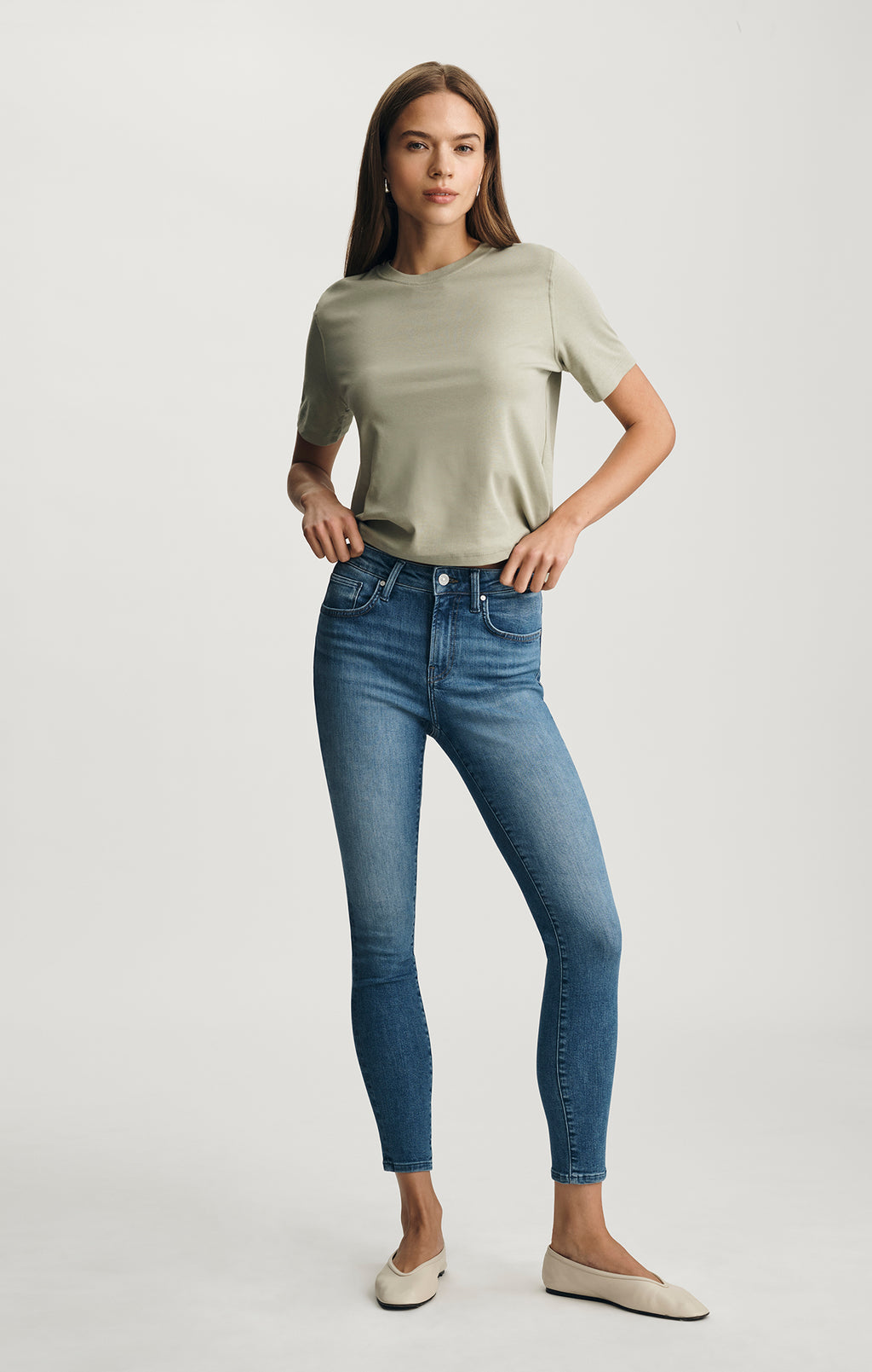 TESS SKINNY IN MID BRUSHED FLEX BLUE - Mavi Jeans