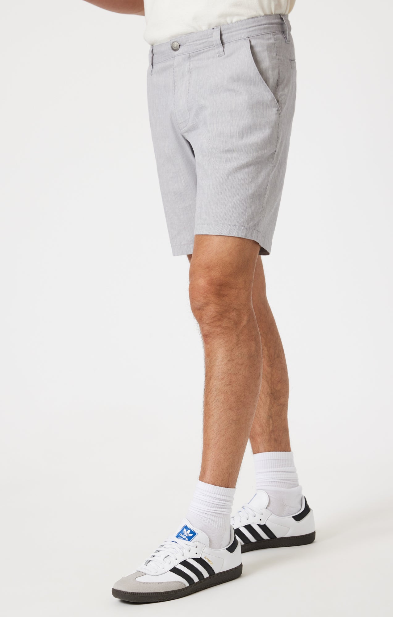 NOAH SHORTS IN LIGHT GREY LINEN STRIPE - Mavi Jeans