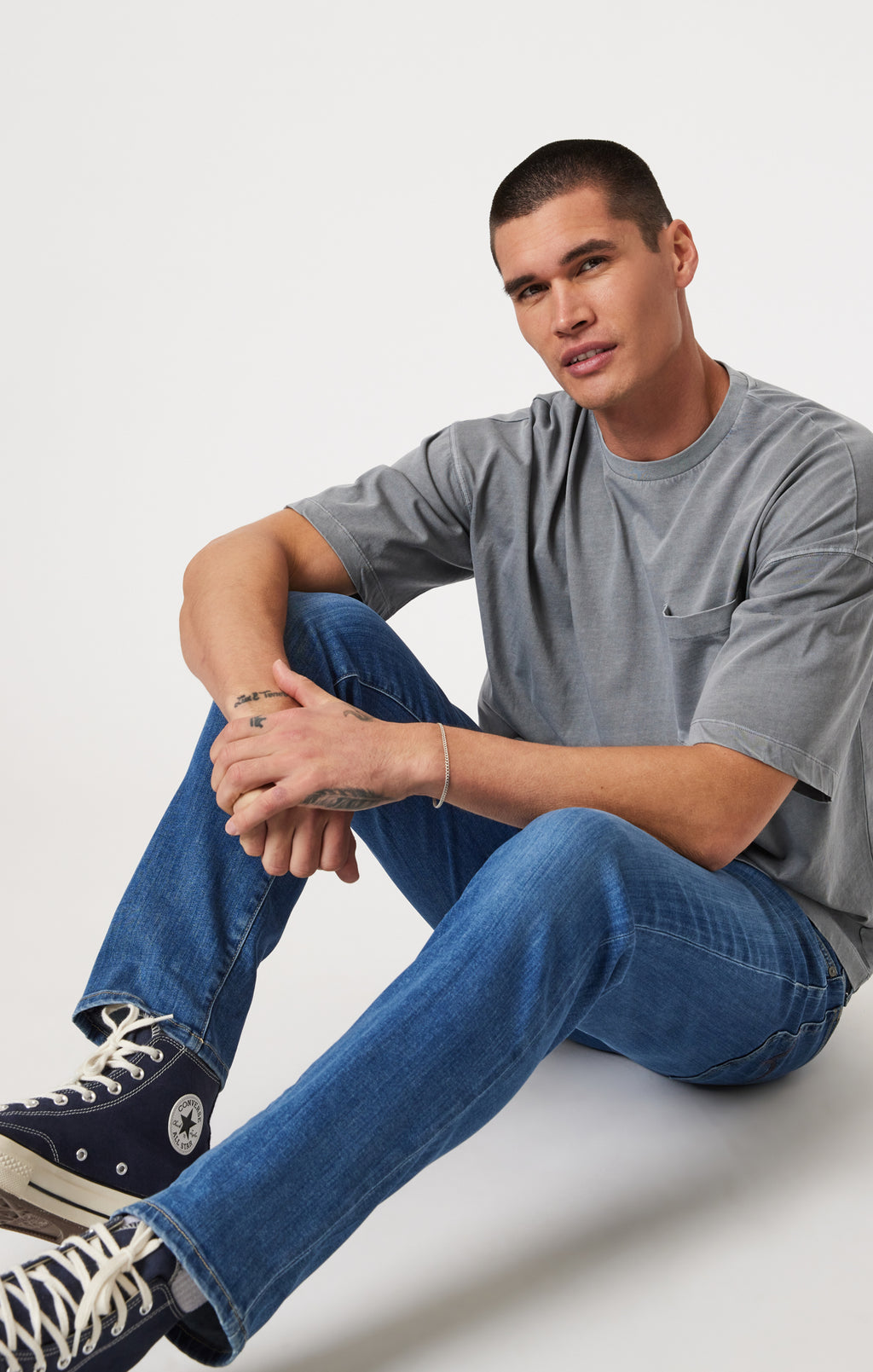 BOXY POCKET T-SHIRT IN WILD DOVE - Mavi Jeans