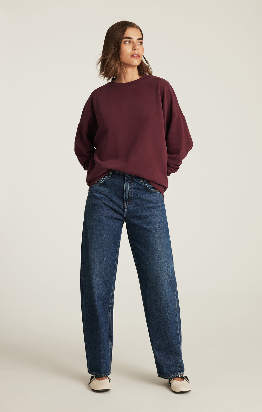 LUXE TOUCH TENCEL™ SWEATSHIRT IN TAWNY PORT