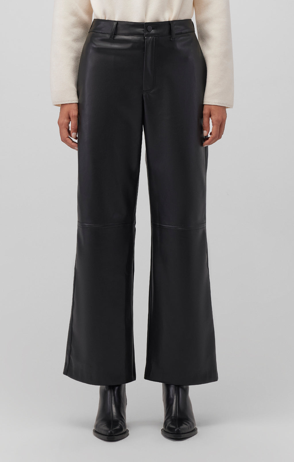 FAUX LEATHER WIDE LEG PANTS IN BLACK - Mavi Jeans