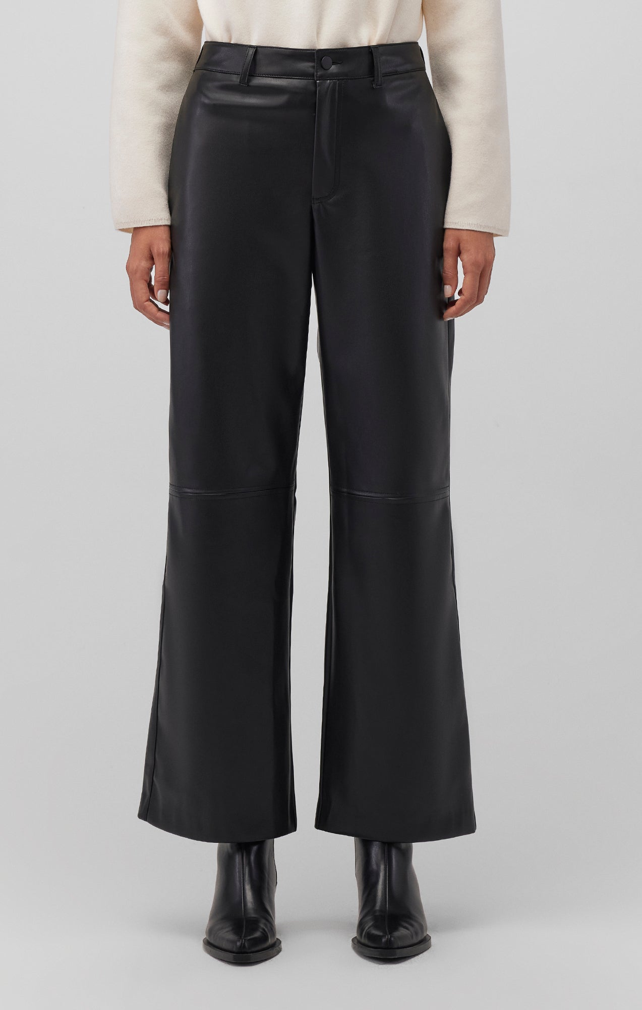 FAUX LEATHER WIDE LEG PANTS IN BLACK - Mavi Jeans