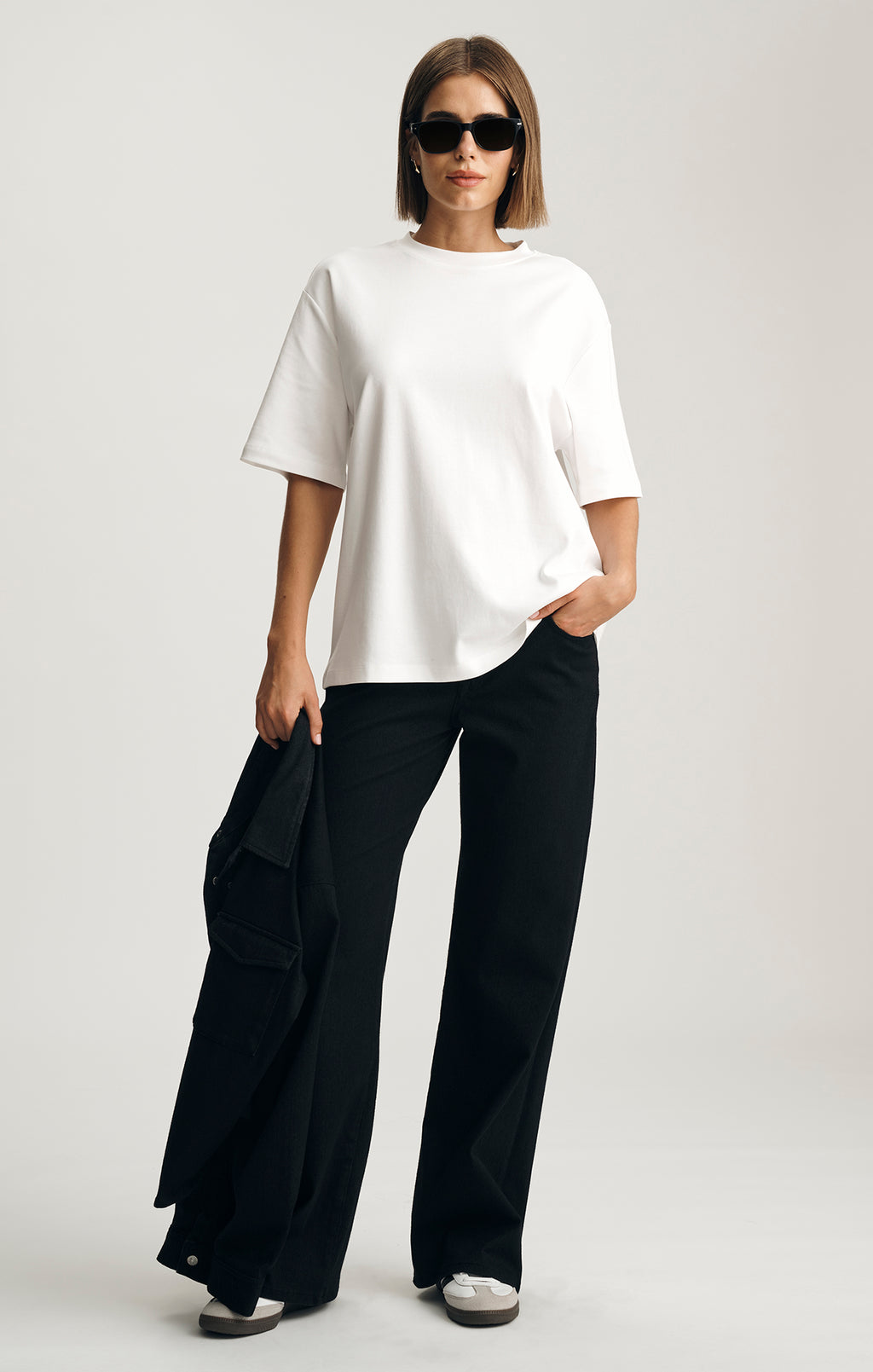 ZOE INTERLOCK CREW NECK T-SHIRT IN WHITE