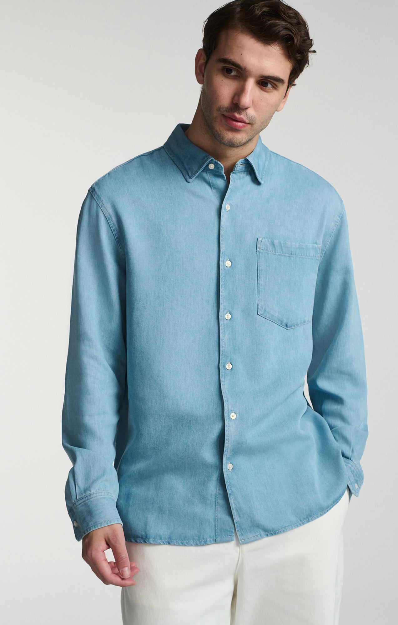 LONG SLEEVE BUTTON-UP TENCEL™ SHIRT IN INDIGO - Mavi Jeans