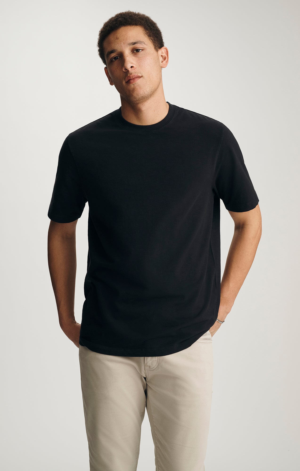 SOFT SLUB CREW NECK T-SHIRT IN BLACK - Mavi Jeans