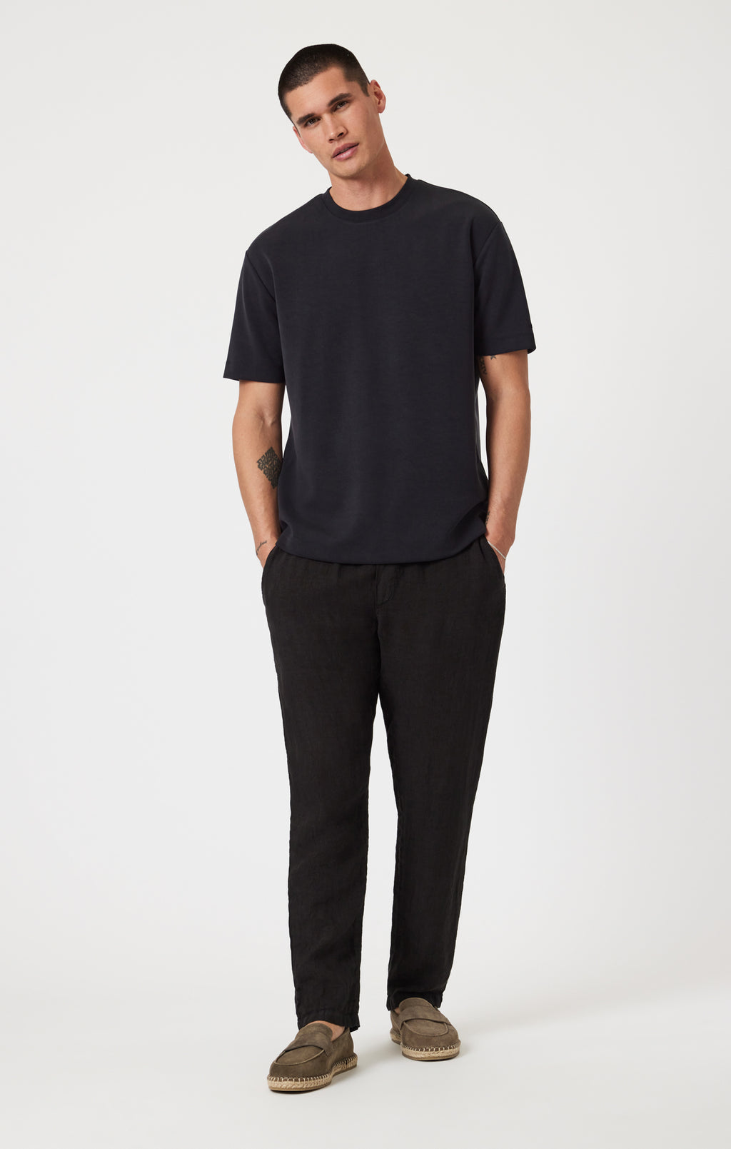 DRAWSTRING LINEN PANTS IN BLACK - Mavi Jeans