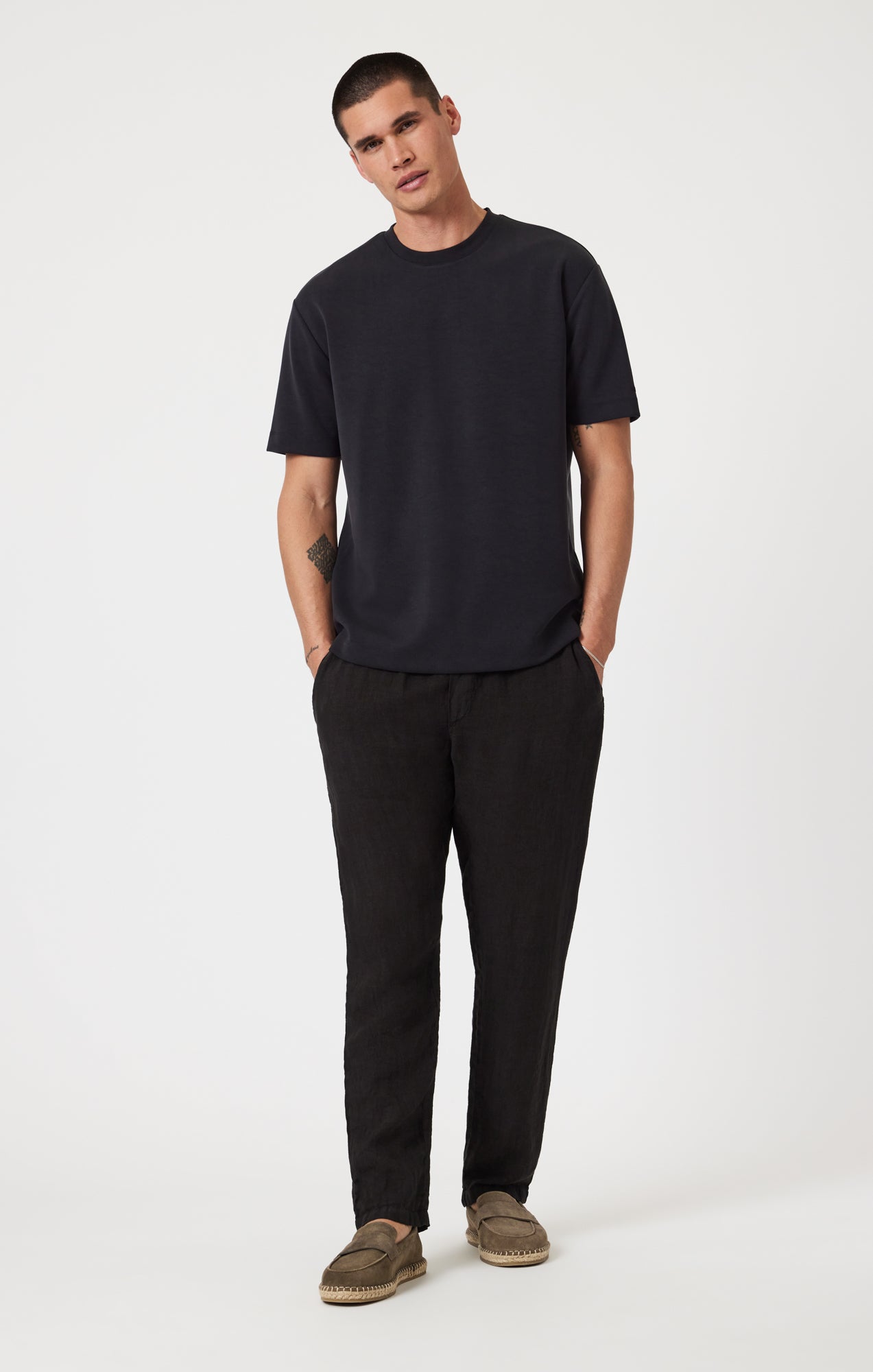 DRAWSTRING LINEN PANTS IN BLACK - Mavi Jeans