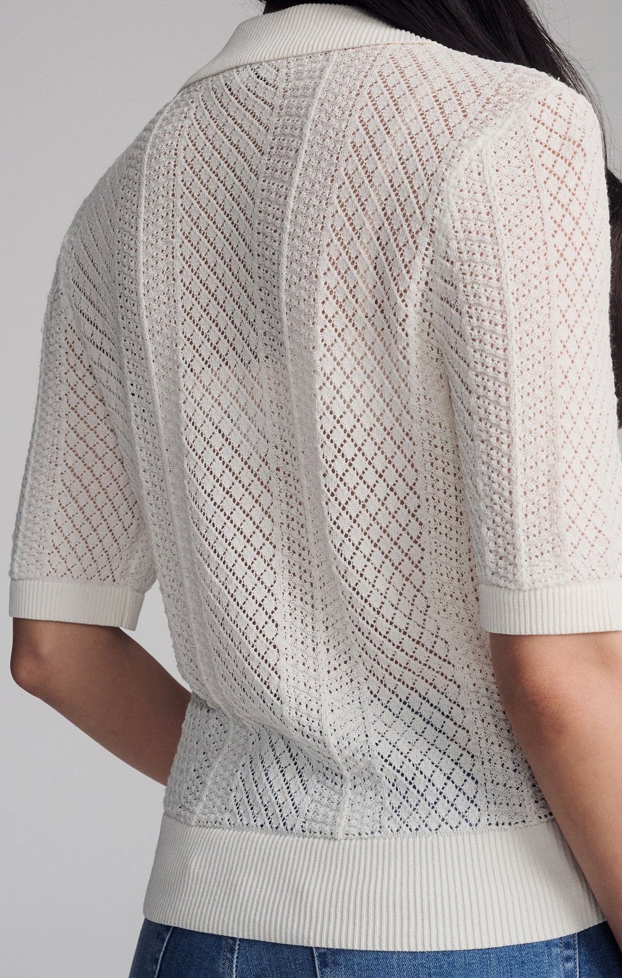 KNIT POLO SWEATER IN ANTIQUE WHITE - Mavi Jeans