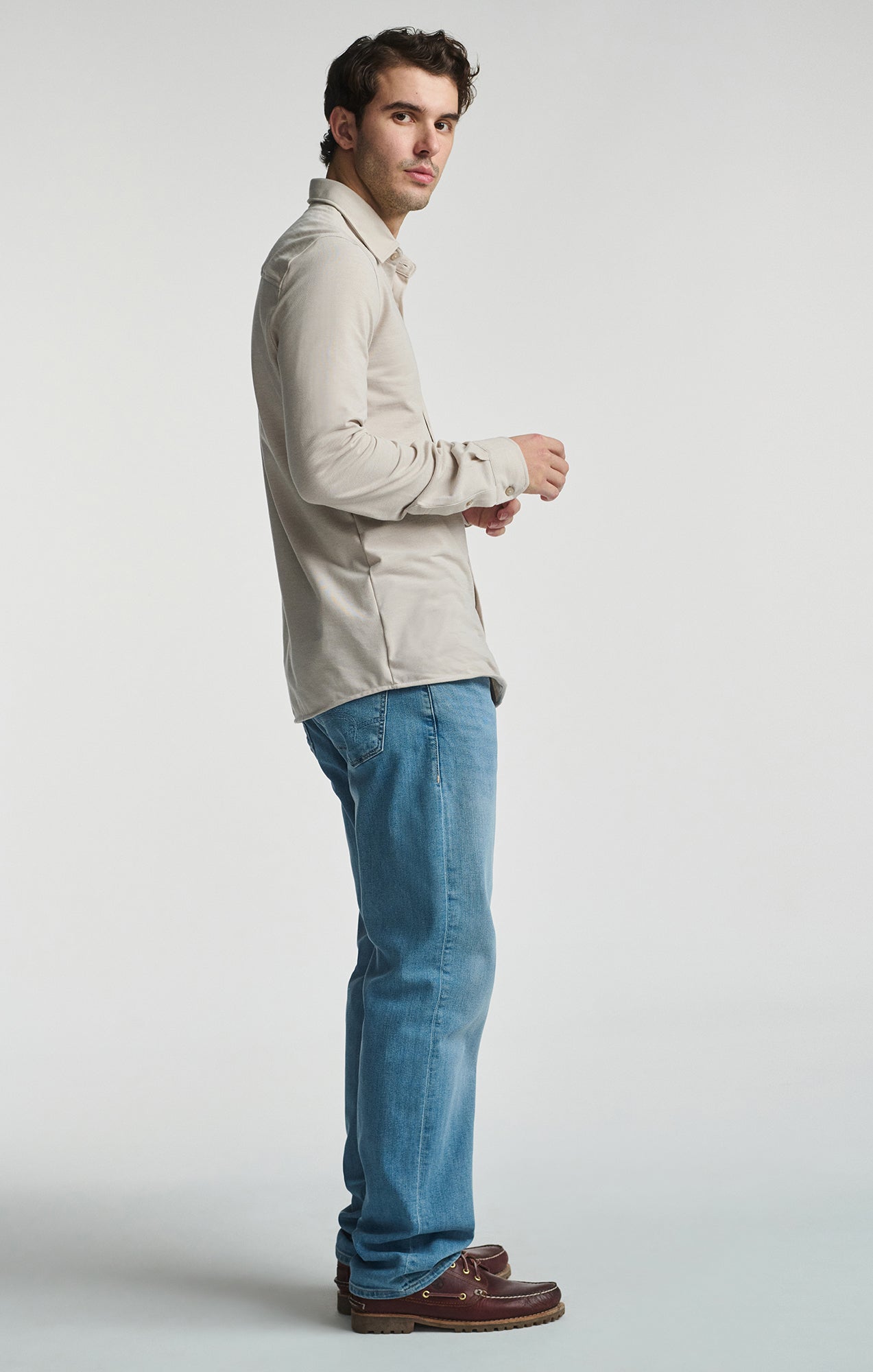 LONG SLEEVE BUTTON-UP SHIRT IN SILVER LINING - Mavi Jeans