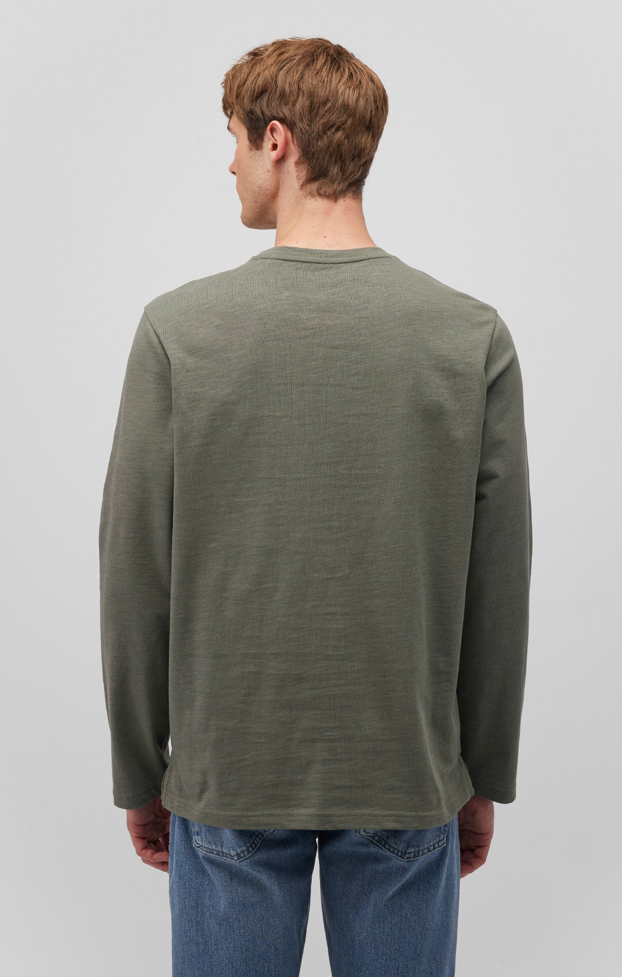 LONG SLEEVE CREW NECK T-SHIRT IN MULLED BASIL - Mavi Jeans