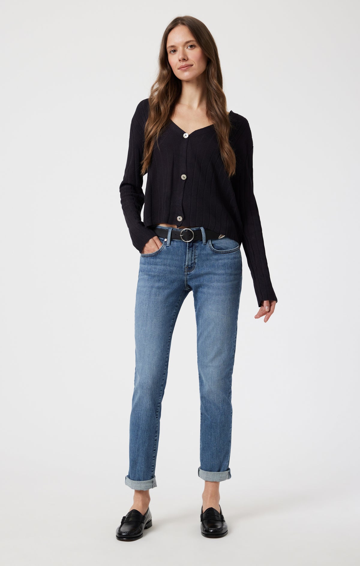 EMMA SLIM BOYFRIEND IN MID SHADED FLEX BLUE - Mavi Jeans