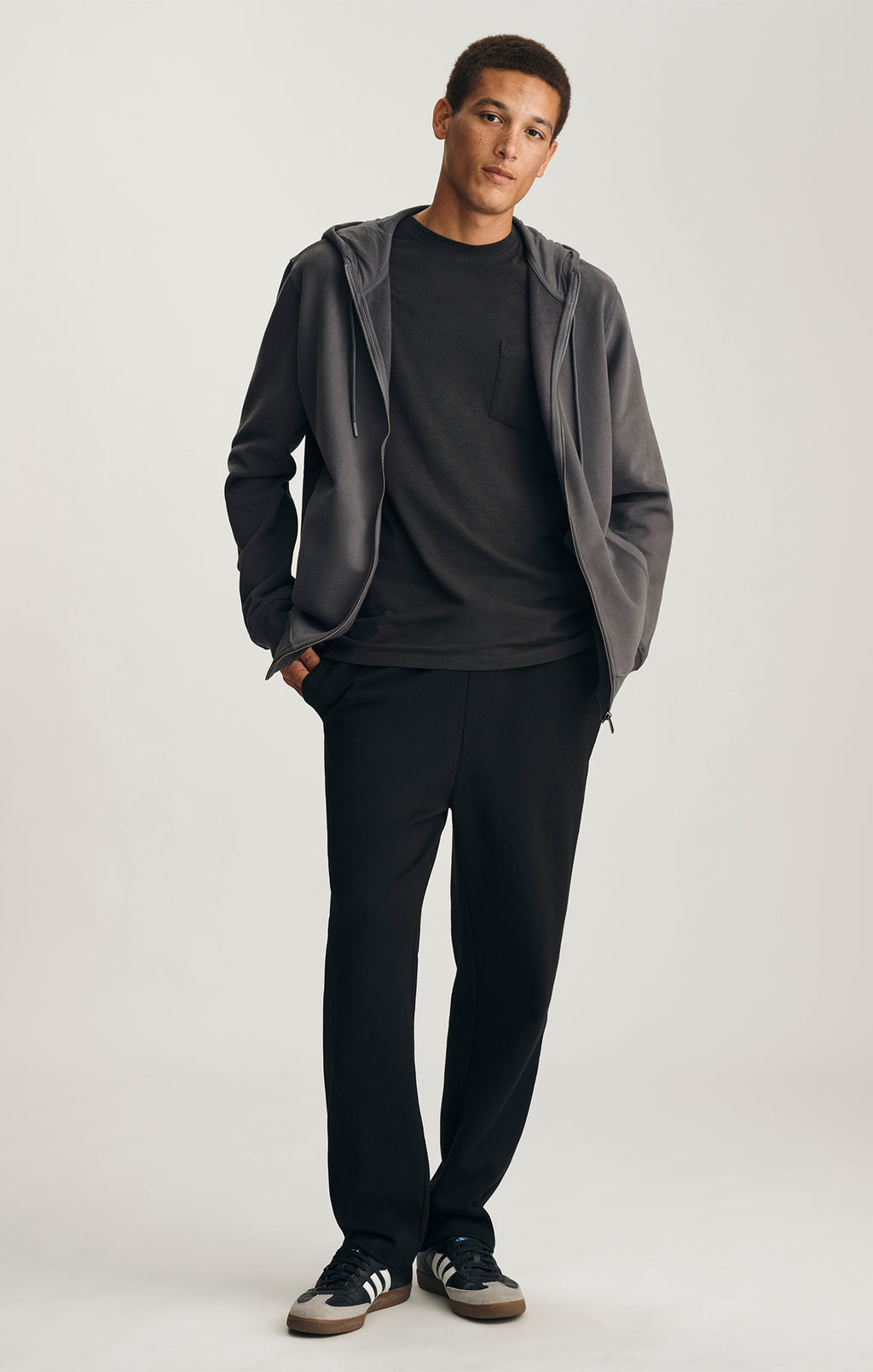 FULL ZIP HOODIE IN ASPHALT