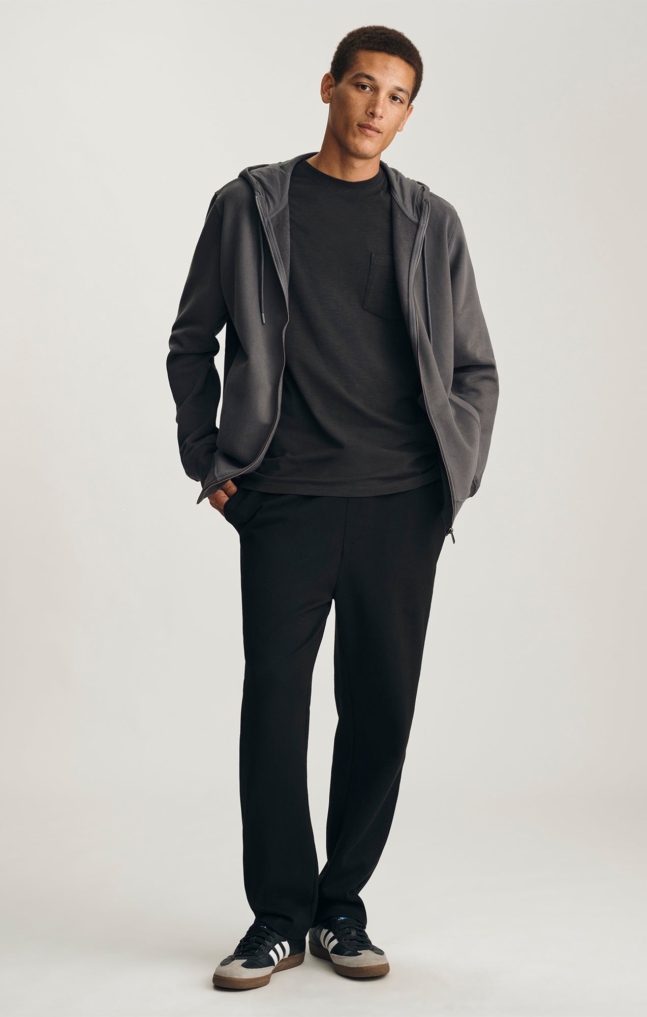 FULL ZIP HOODIE IN ASPHALT