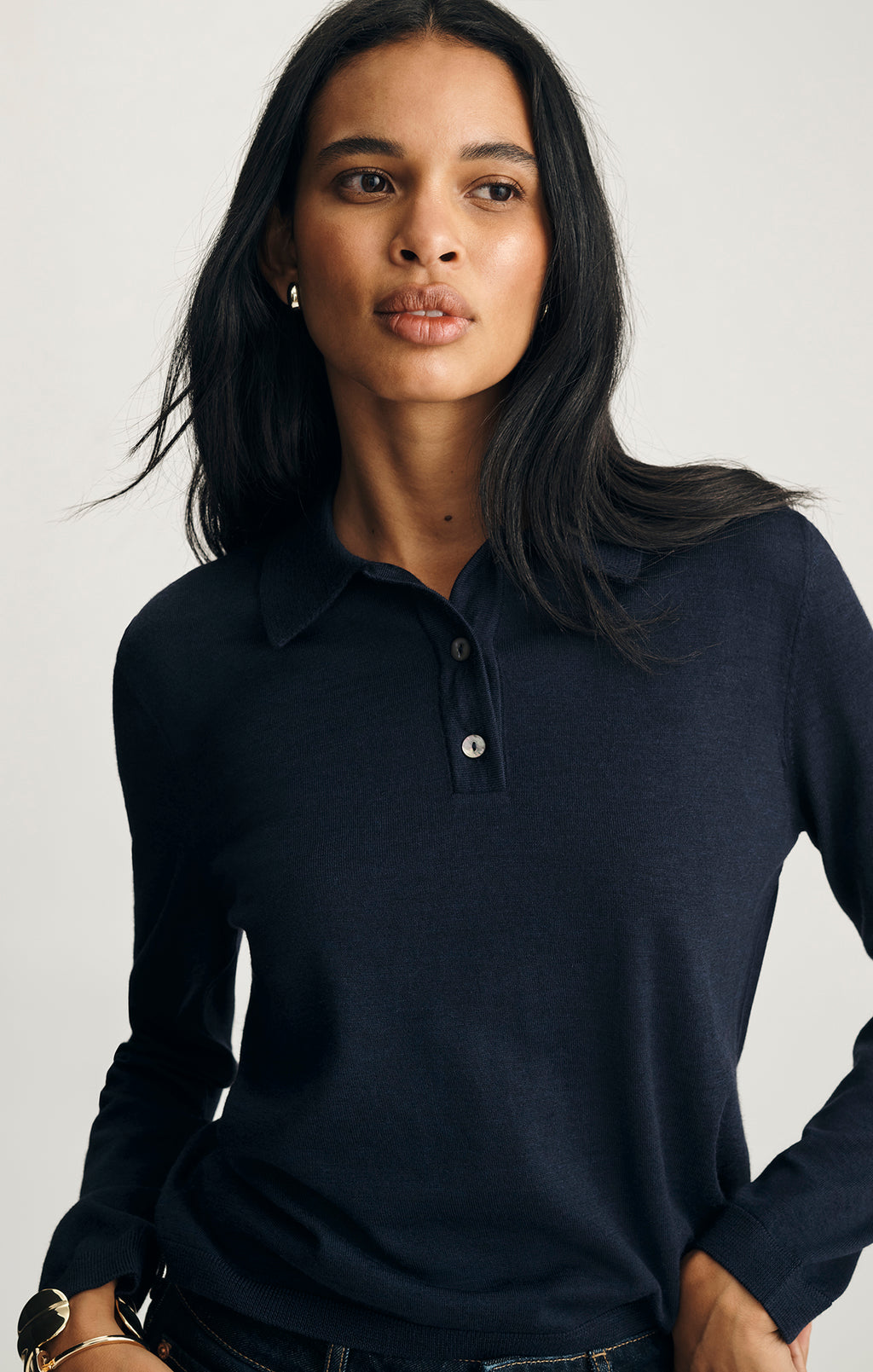 EDITION WOOL POLO SWEATER IN NAVY BLAZER