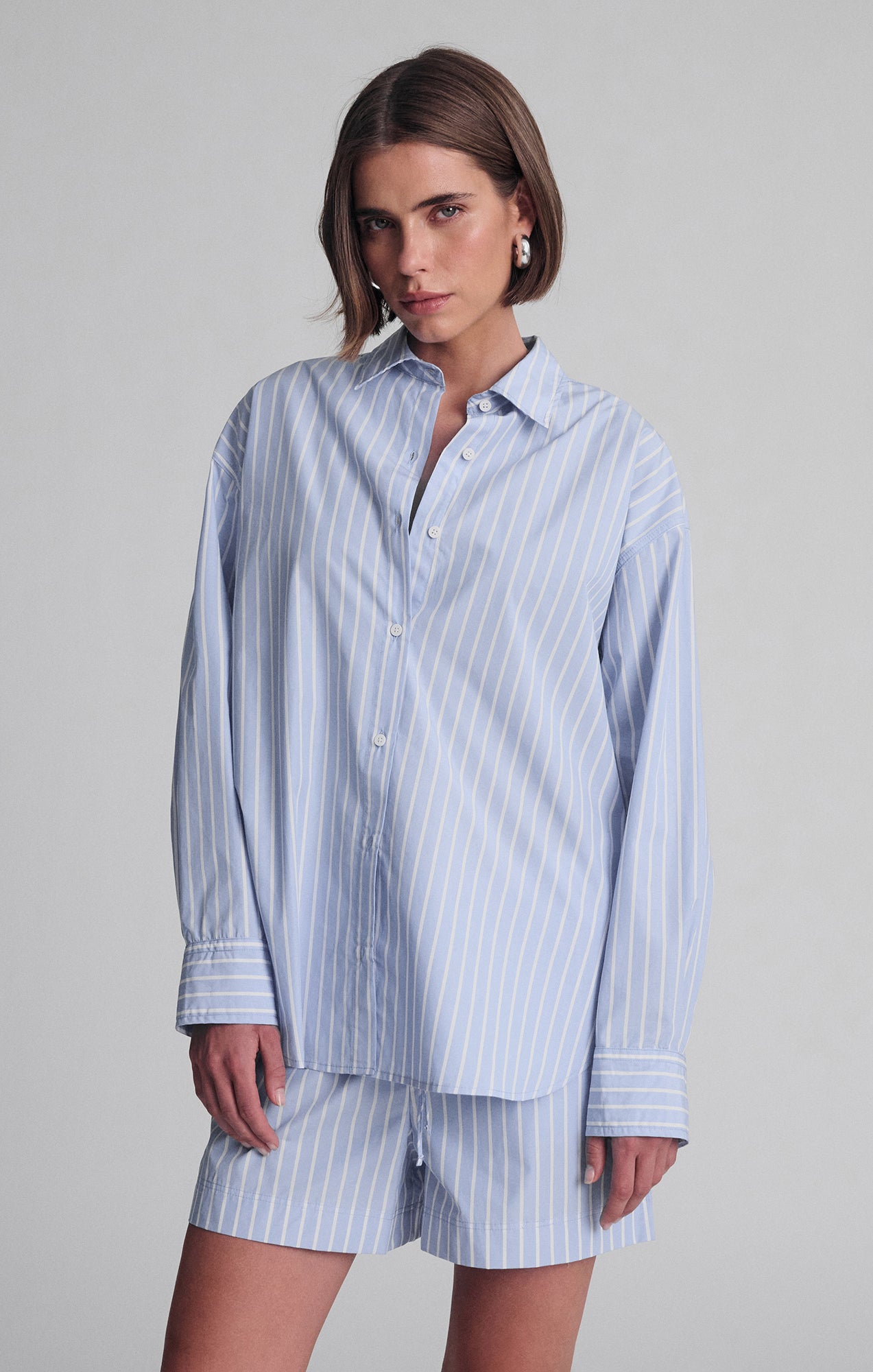 LONG SLEEVE BUTTON-UP SHIRT IN BLUE STRIPE - Mavi Jeans