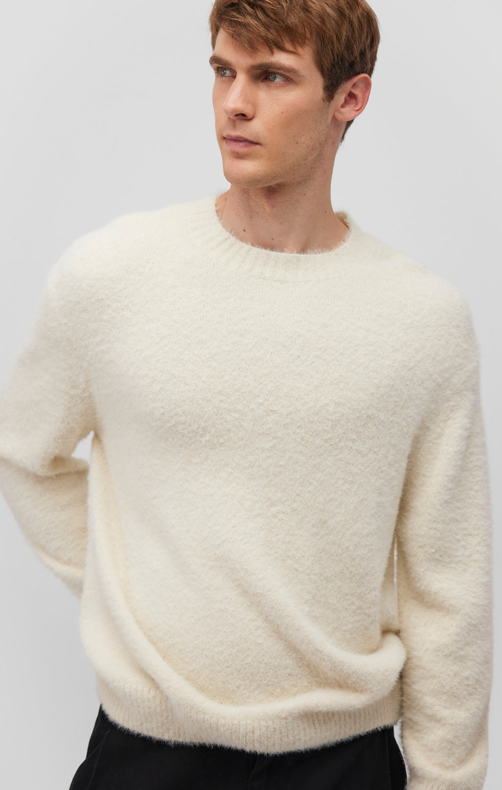 FUZZY SWEATER IN ALMOND MILK - Mavi Jeans