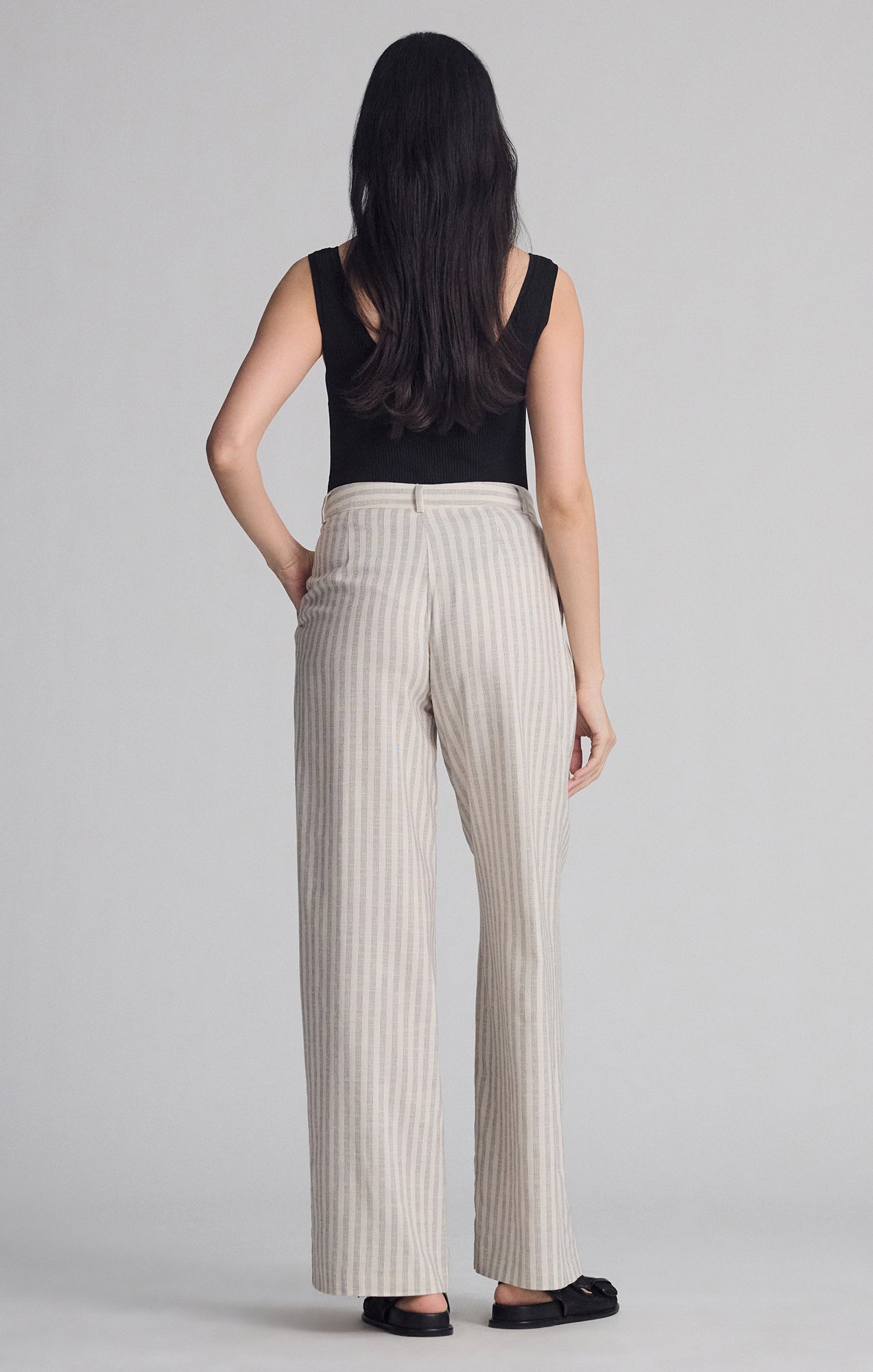 WOVEN BUTTON PANTS IN BLACK STRIPE - Mavi Jeans
