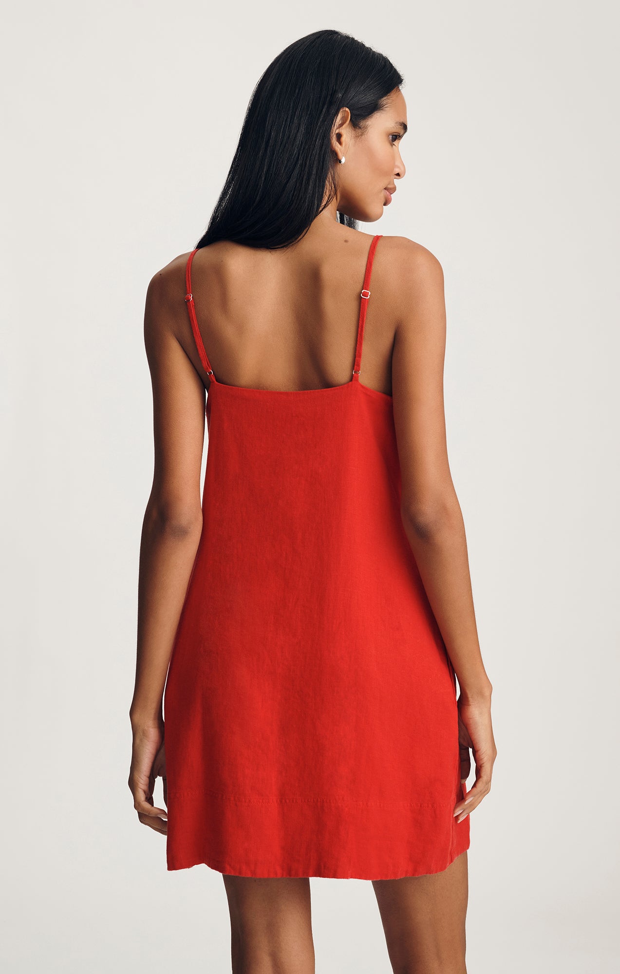 LINEN CAMI MINI DRESS IN GOJI BERRY - Mavi Jeans