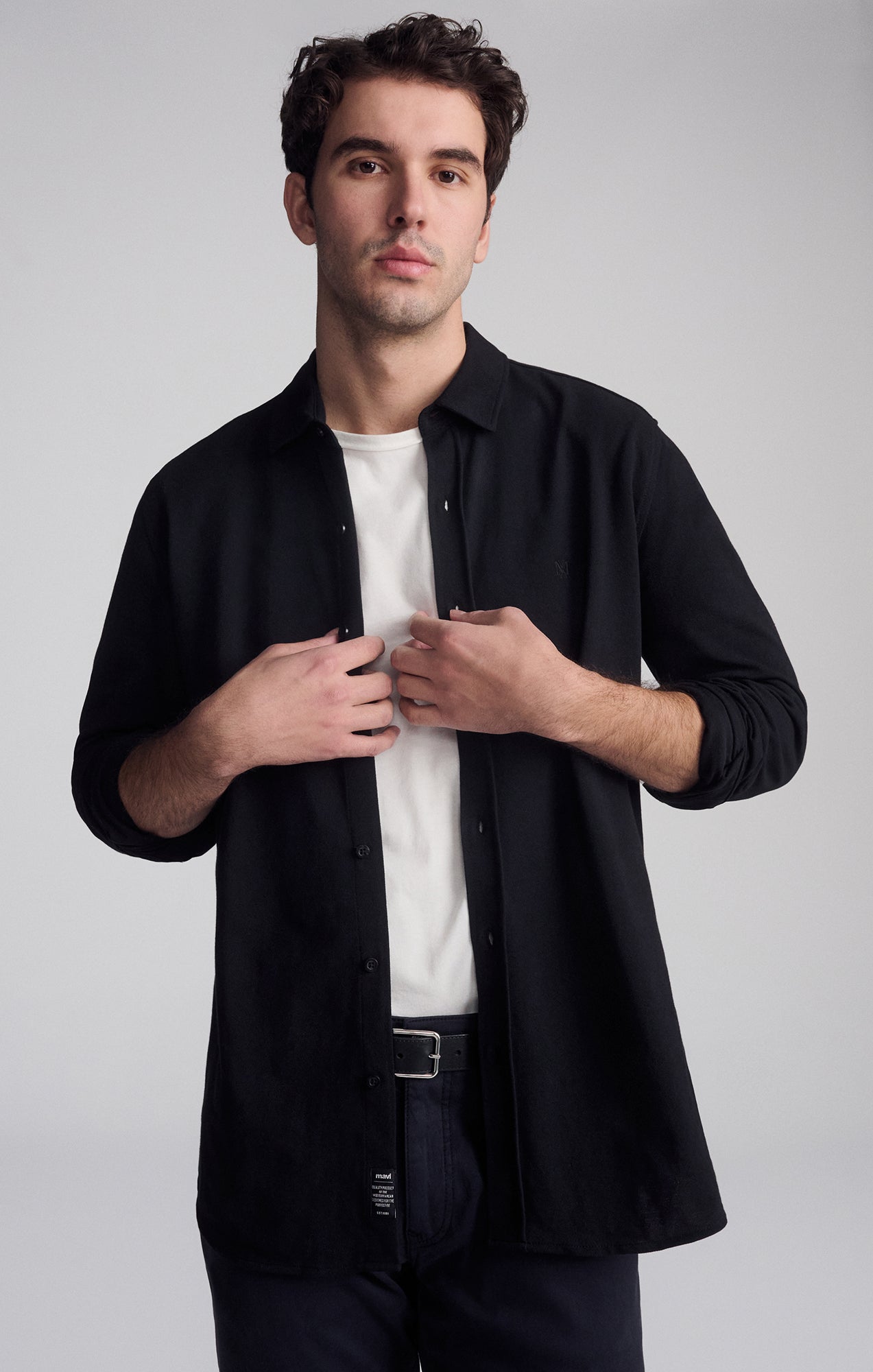 LONG SLEEVE DRESS SHIRT IN BLACK - Mavi Jeans