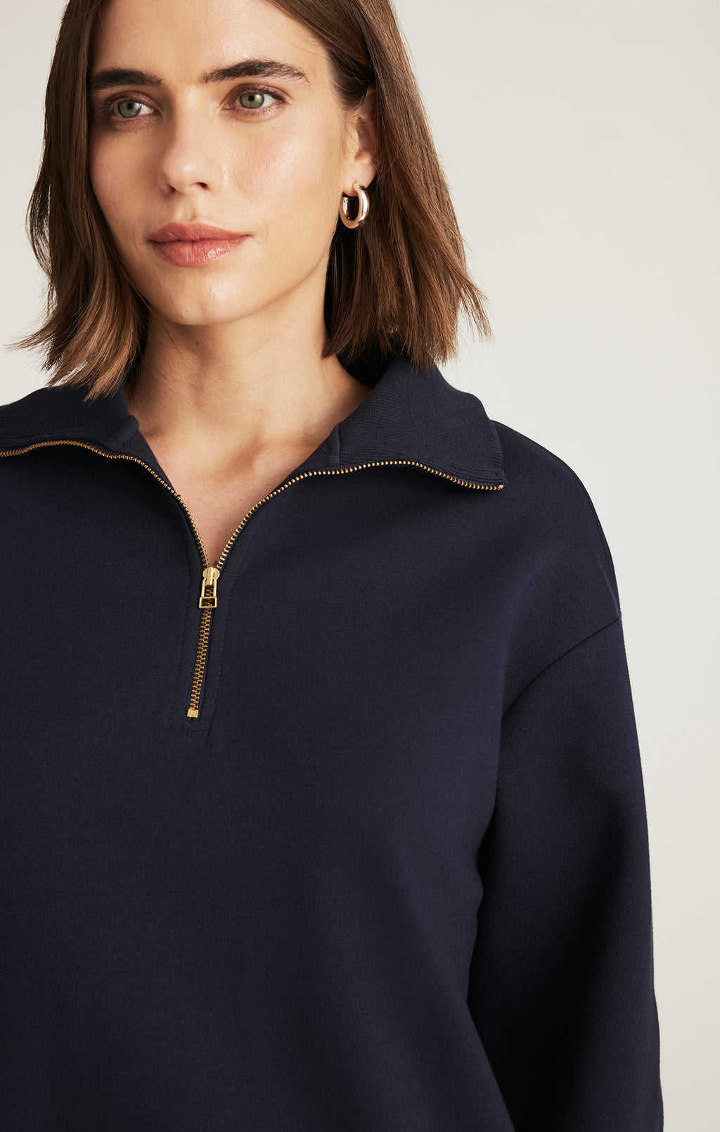 HALF ZIP SWEATSHIRT IN NAVY BLAZER - Mavi Jeans