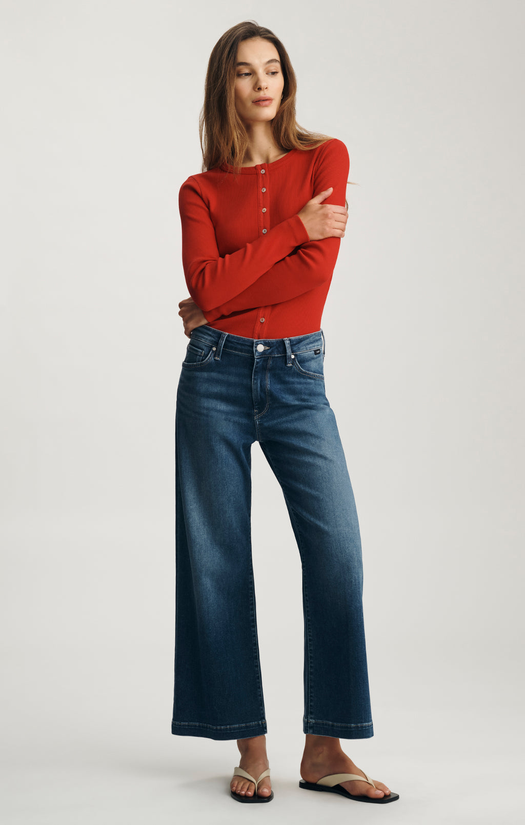 PALOMA WIDE LEG IN DARK BRUSHED FEATHER LUXE - Mavi Jeans