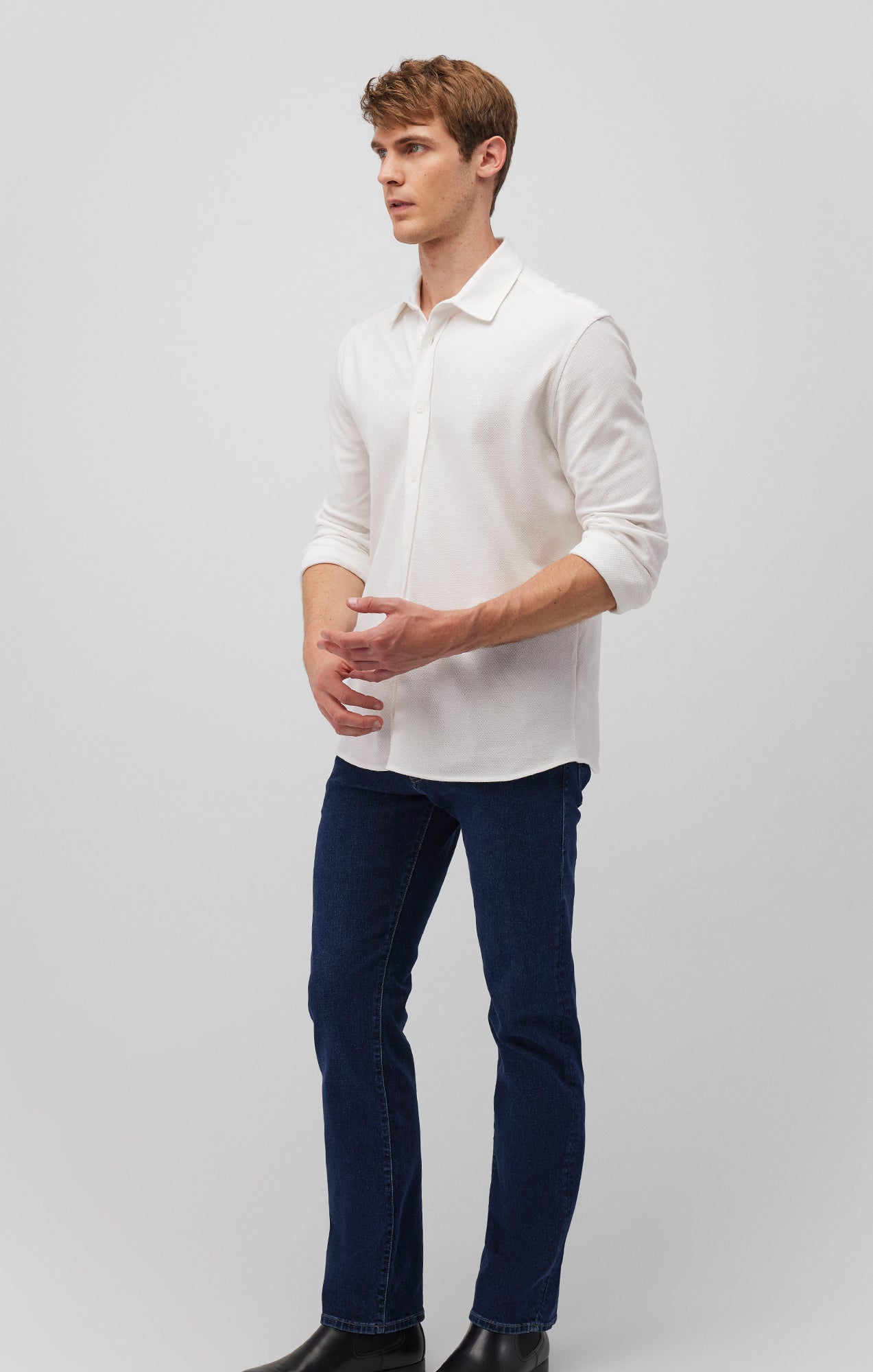 LONG SLEEVE BUTTON-UP SHIRT IN WHITE - Mavi Jeans