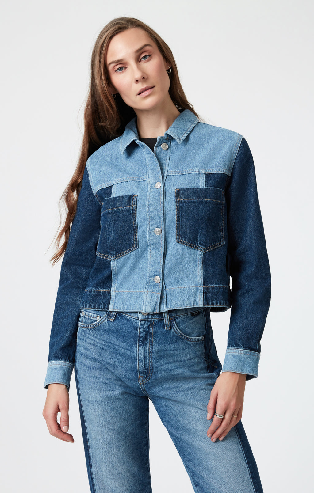 TANYA DENIM JACKET IN MIX BLUE BLOCKING - Mavi Jeans