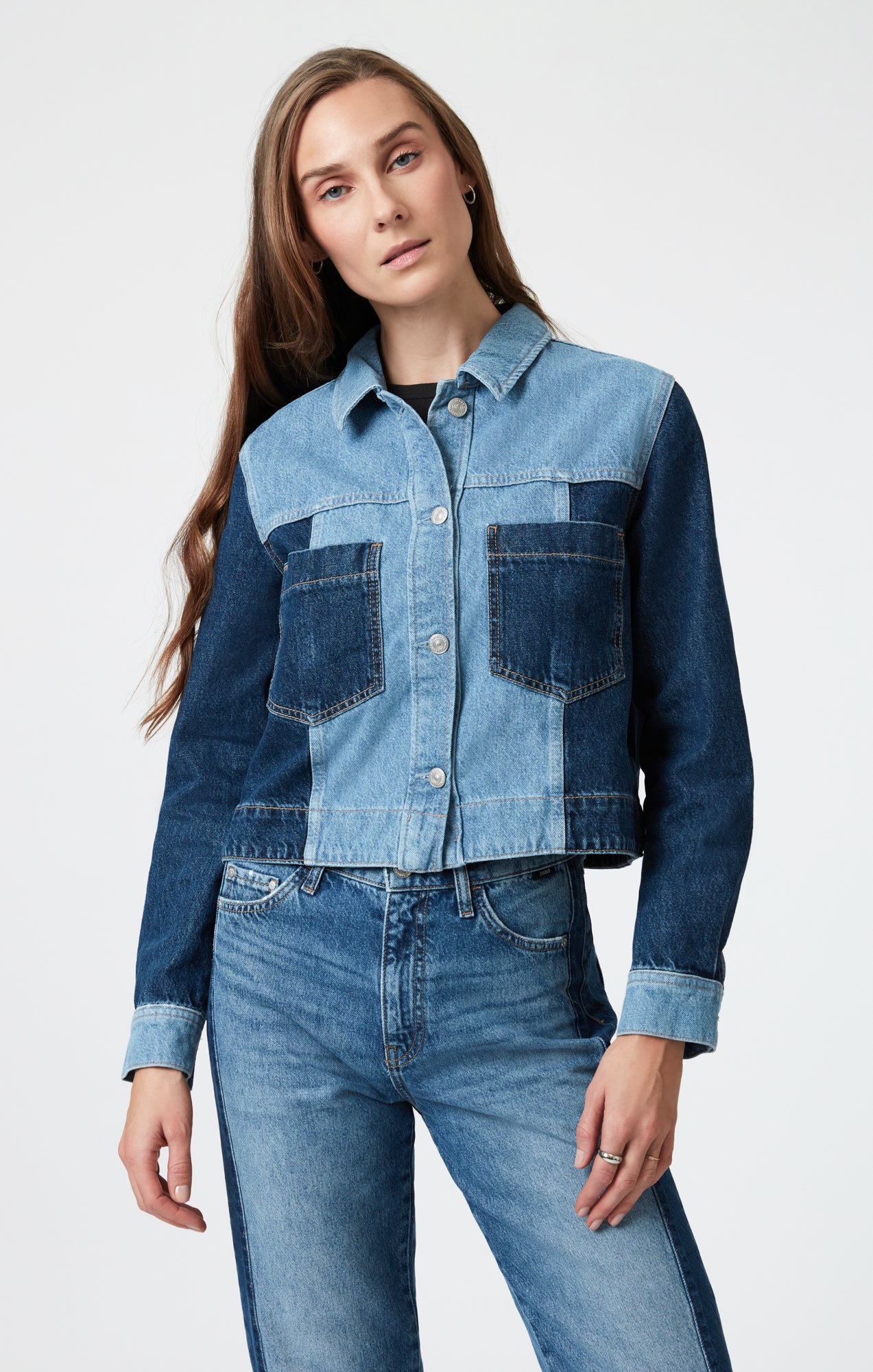 TANYA DENIM JACKET IN MIX BLUE BLOCKING - Mavi Jeans