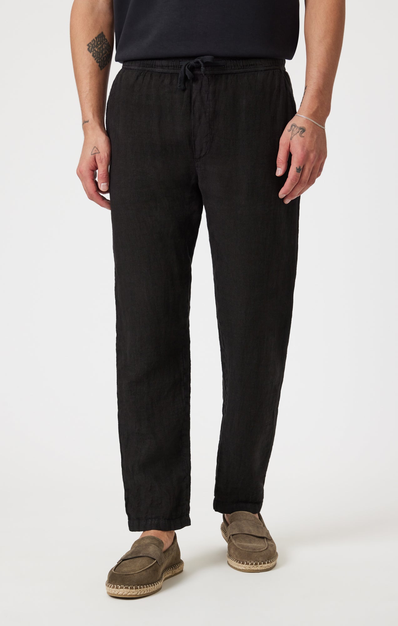 DRAWSTRING LINEN PANTS IN BLACK - Mavi Jeans