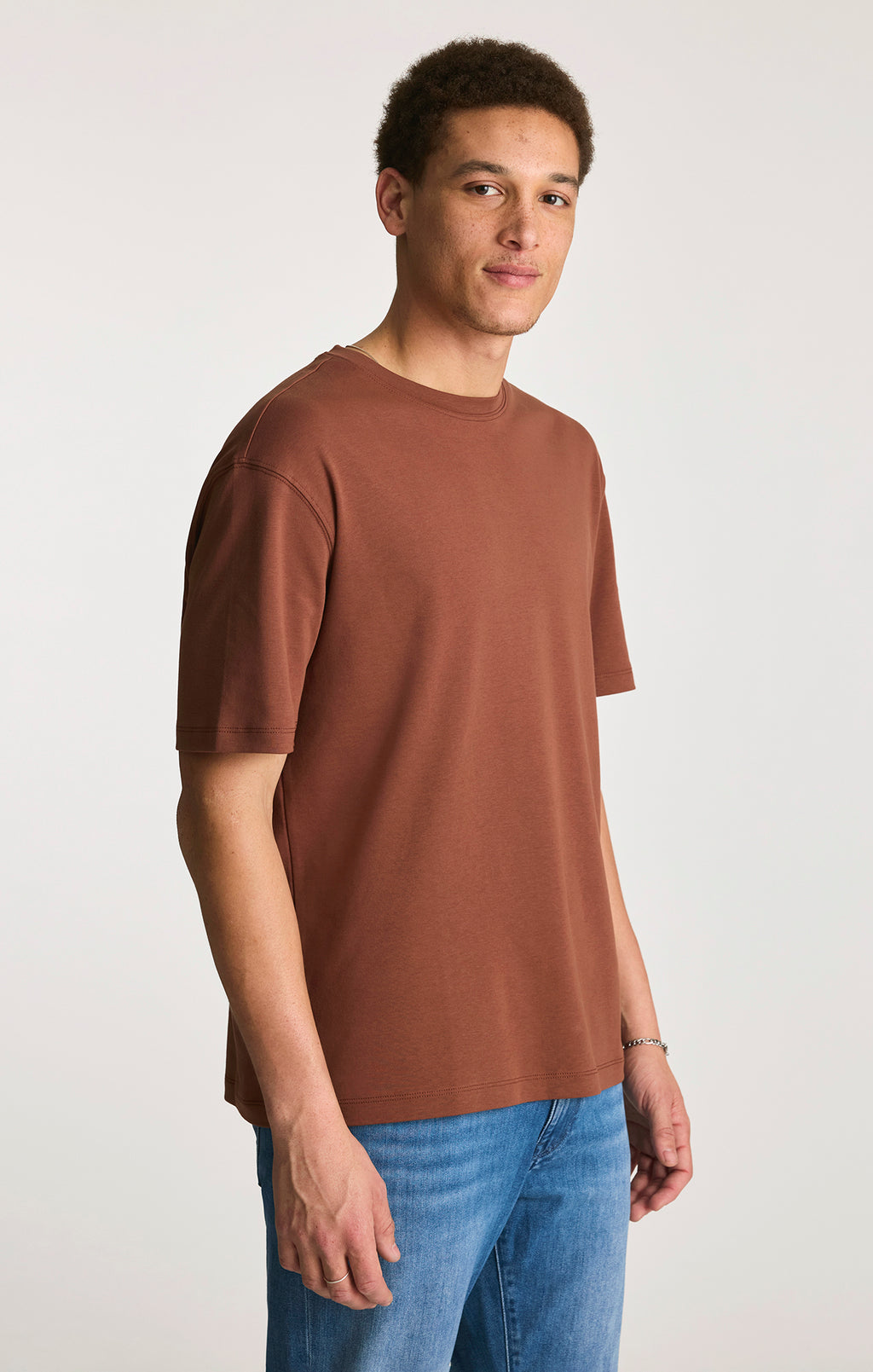 INTERLOCK CREW NECK T-SHIRT IN BRUNETTE - Mavi Jeans