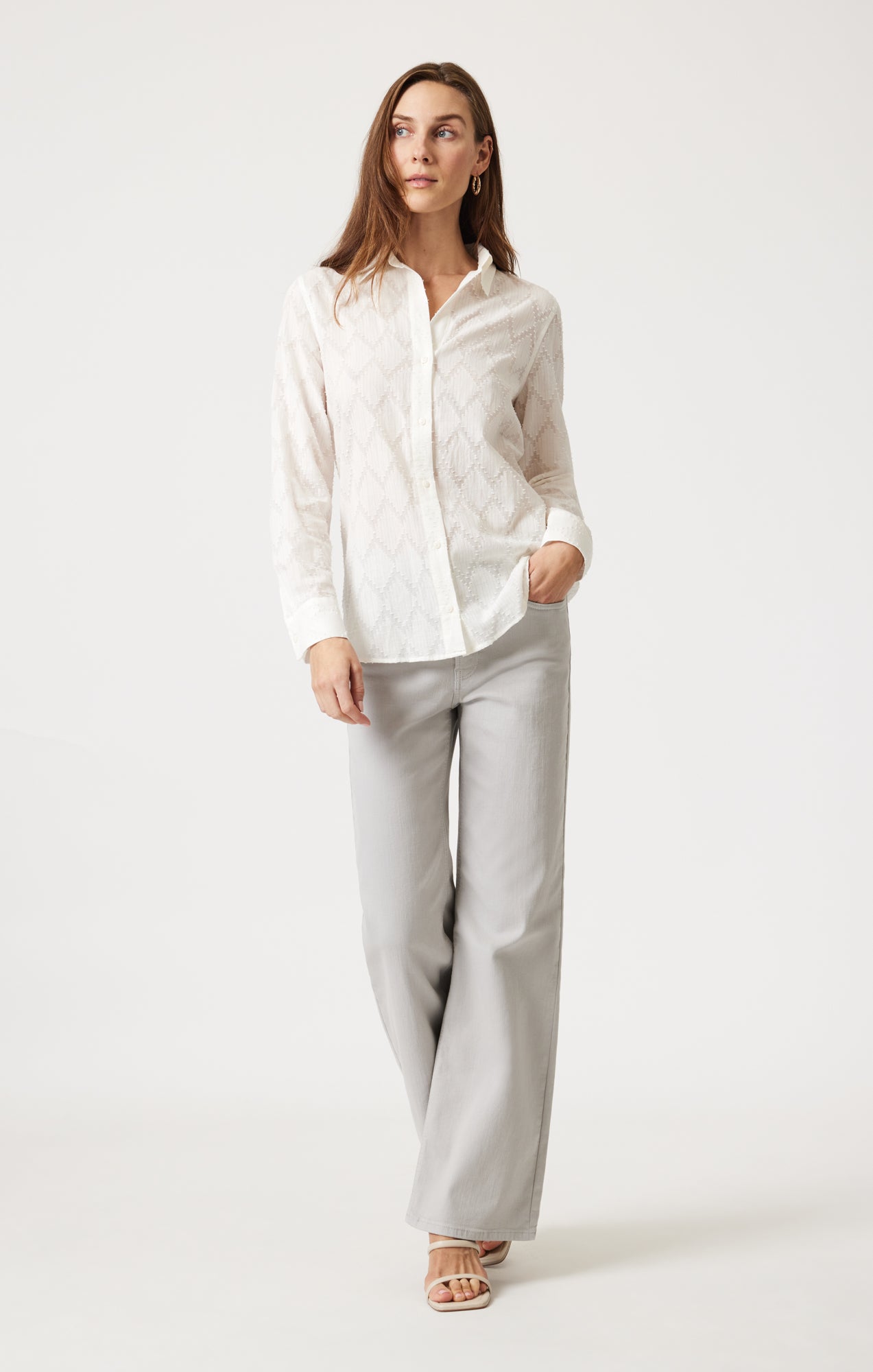 Mavi Women's Sheer Textured Button-Up Shirt In Antique White