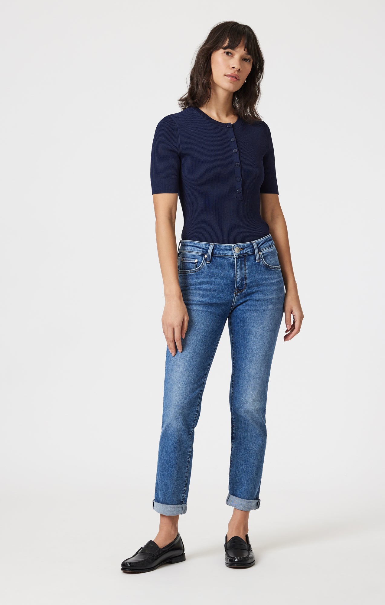 EMMA SLIM BOYFRIEND IN MID BRUSHED TRIBECA - Mavi Jeans