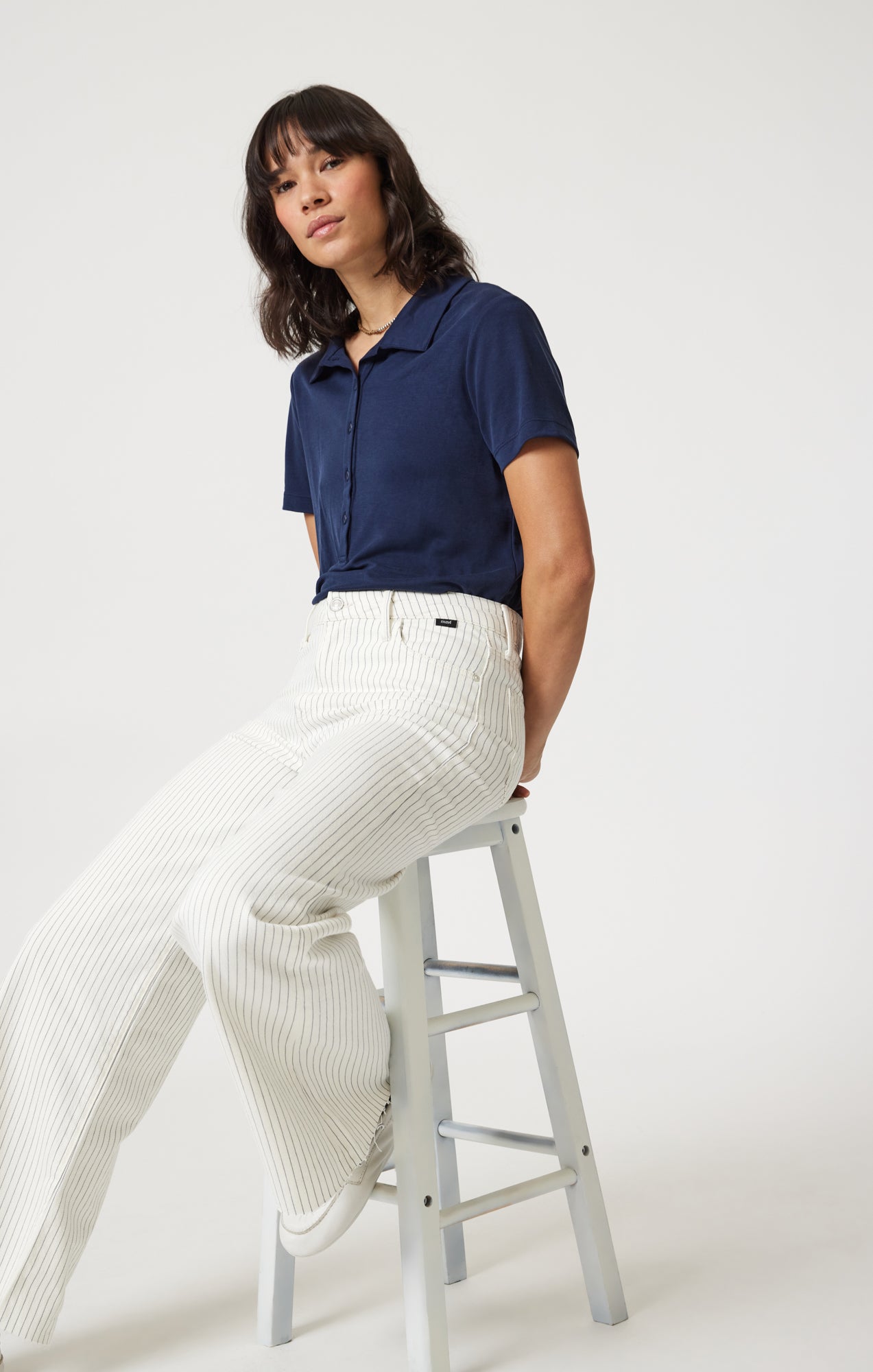 PALOMA WIDE LEG IN OFF-WHITE STRIPE DENIM - Mavi Jeans