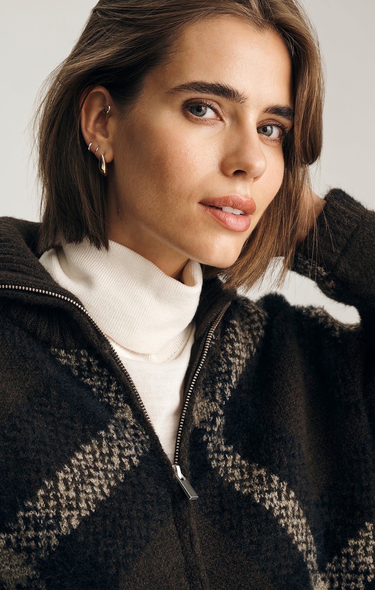 ZIP-UP CARDIGAN IN CHOCOLATE MARTINI - Mavi Jeans