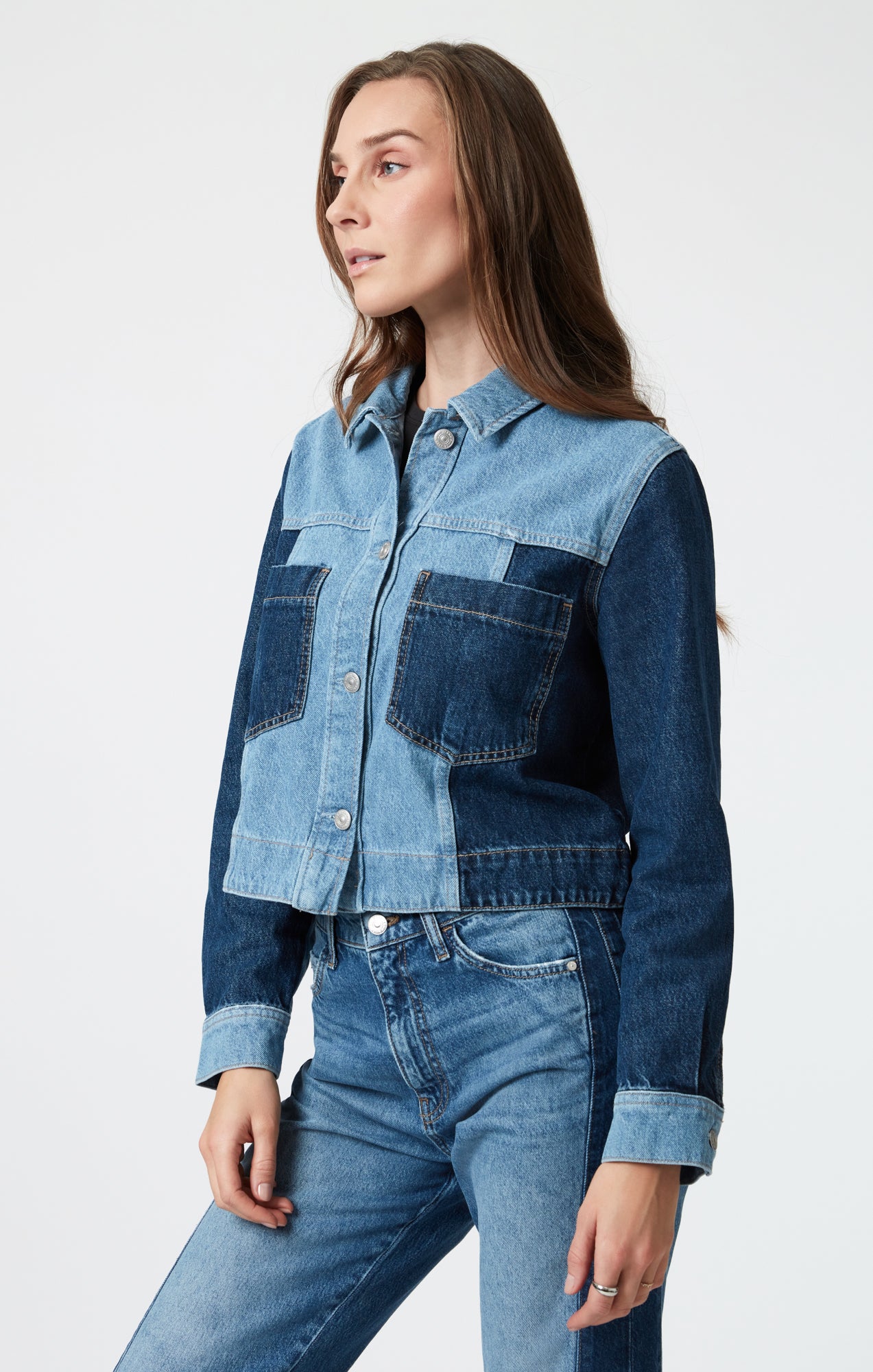 TANYA DENIM JACKET IN MIX BLUE BLOCKING - Mavi Jeans