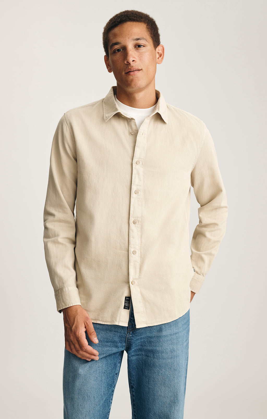 LONG SLEEVE BUTTON-UP SHIRT IN PEYOTE - Mavi Jeans
