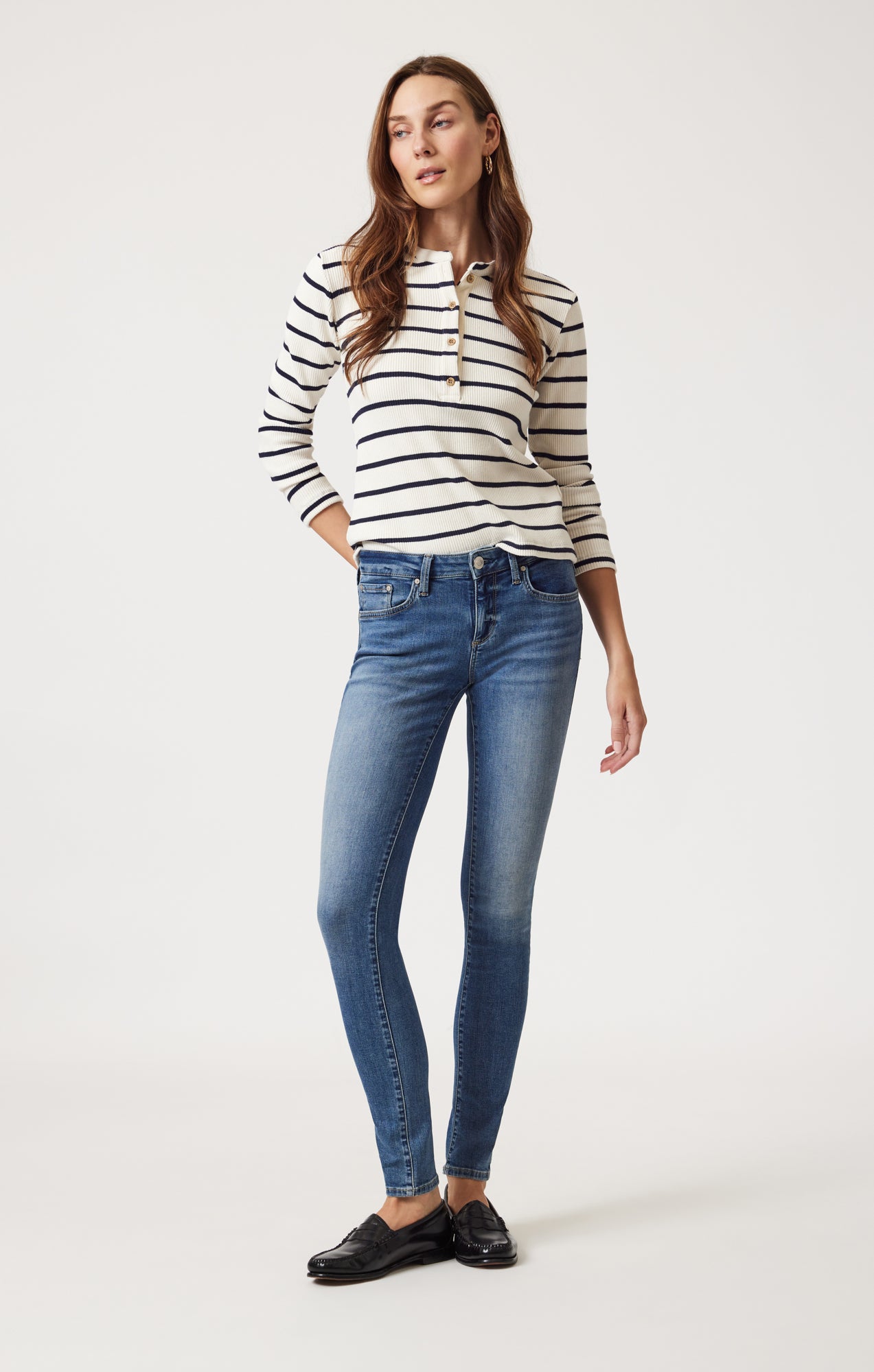 ALEXA SKINNY IN DARK BRUSHED TRIBECA - Mavi Jeans
