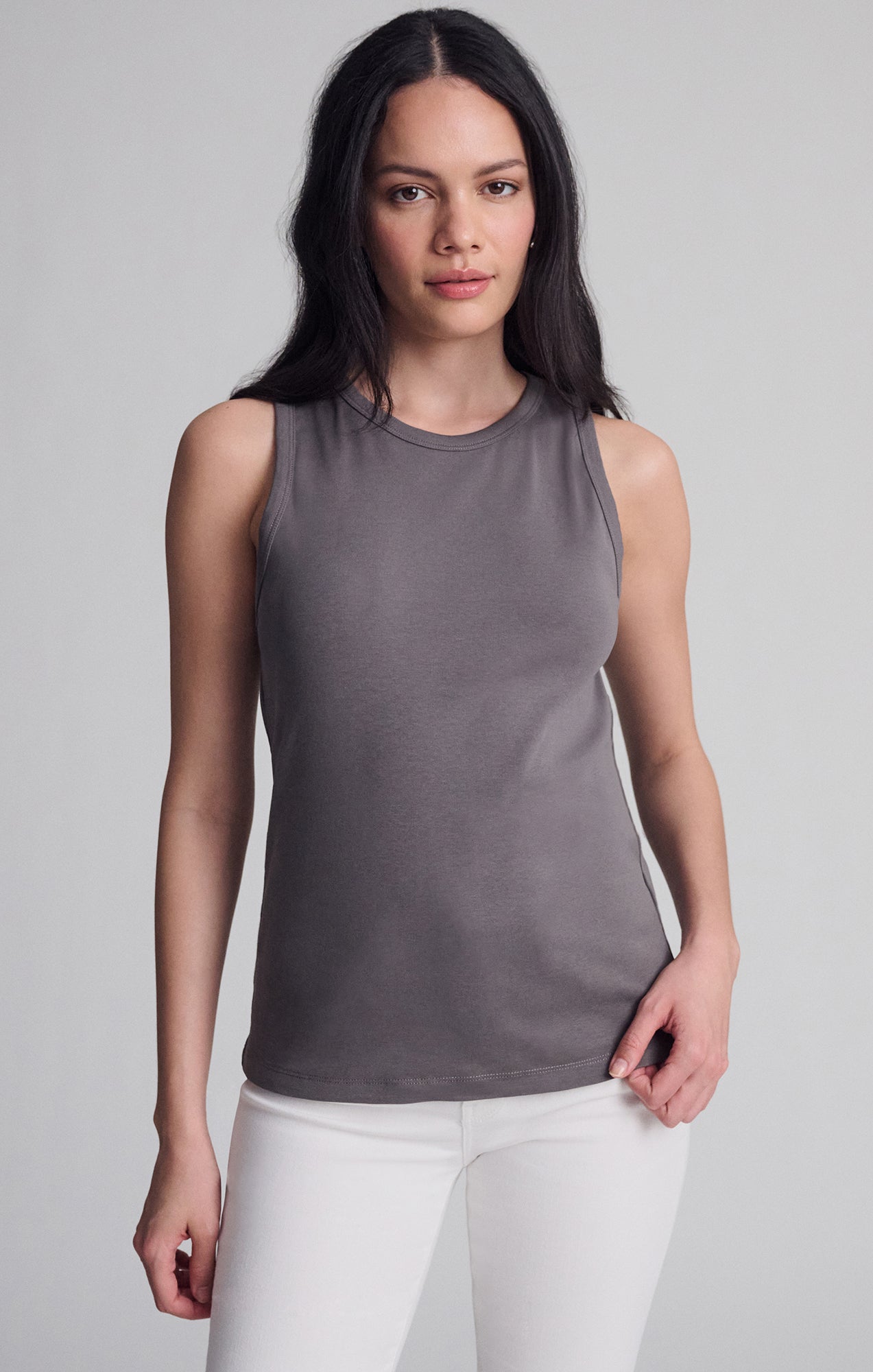 CONTOUR TANK TOP IN DARK GULL GRAY - Mavi Jeans