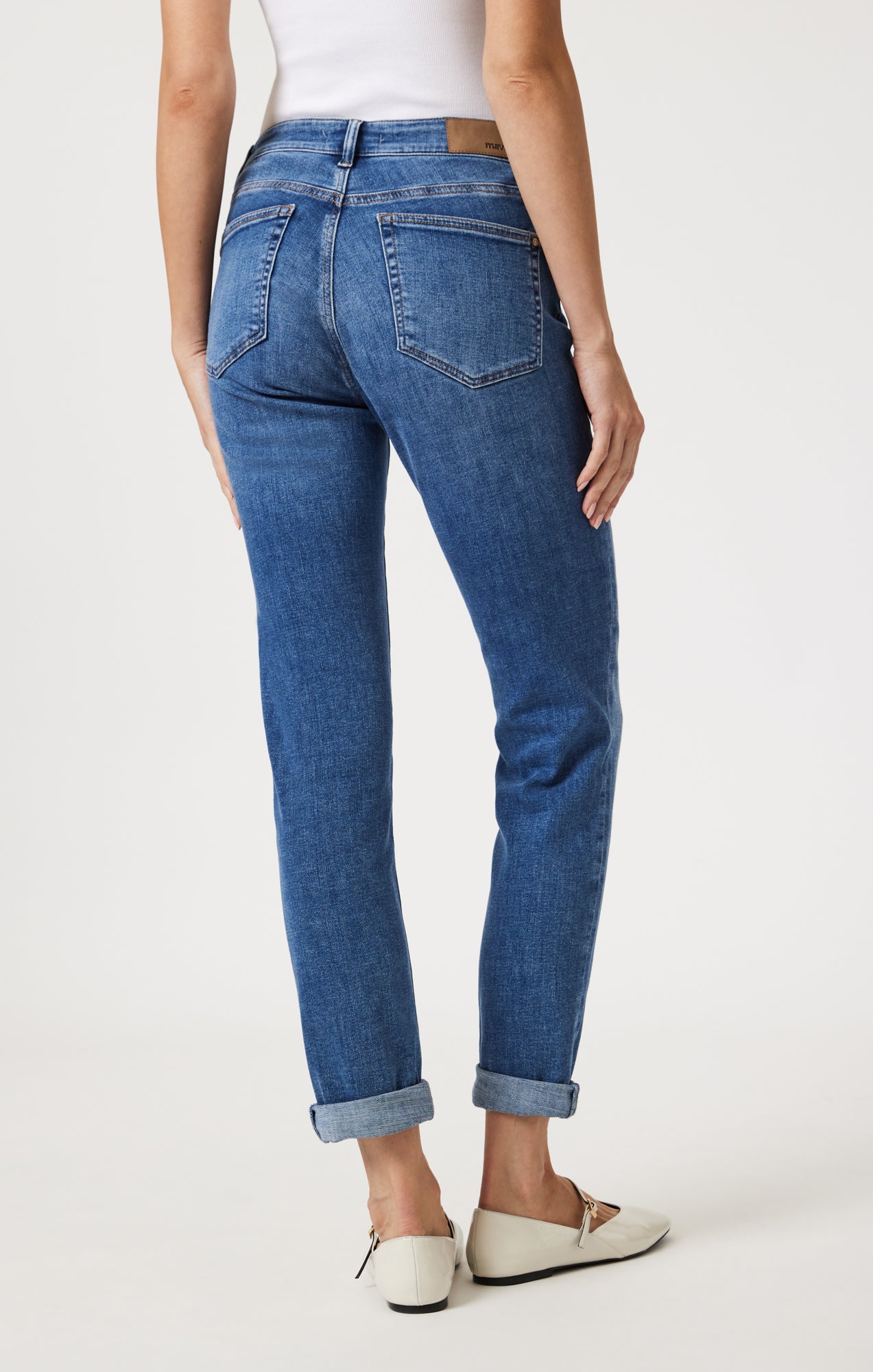KATHLEEN SLIM BOYFRIEND IN MID BRUSHED FEATHER BLUE - Mavi Jeans
