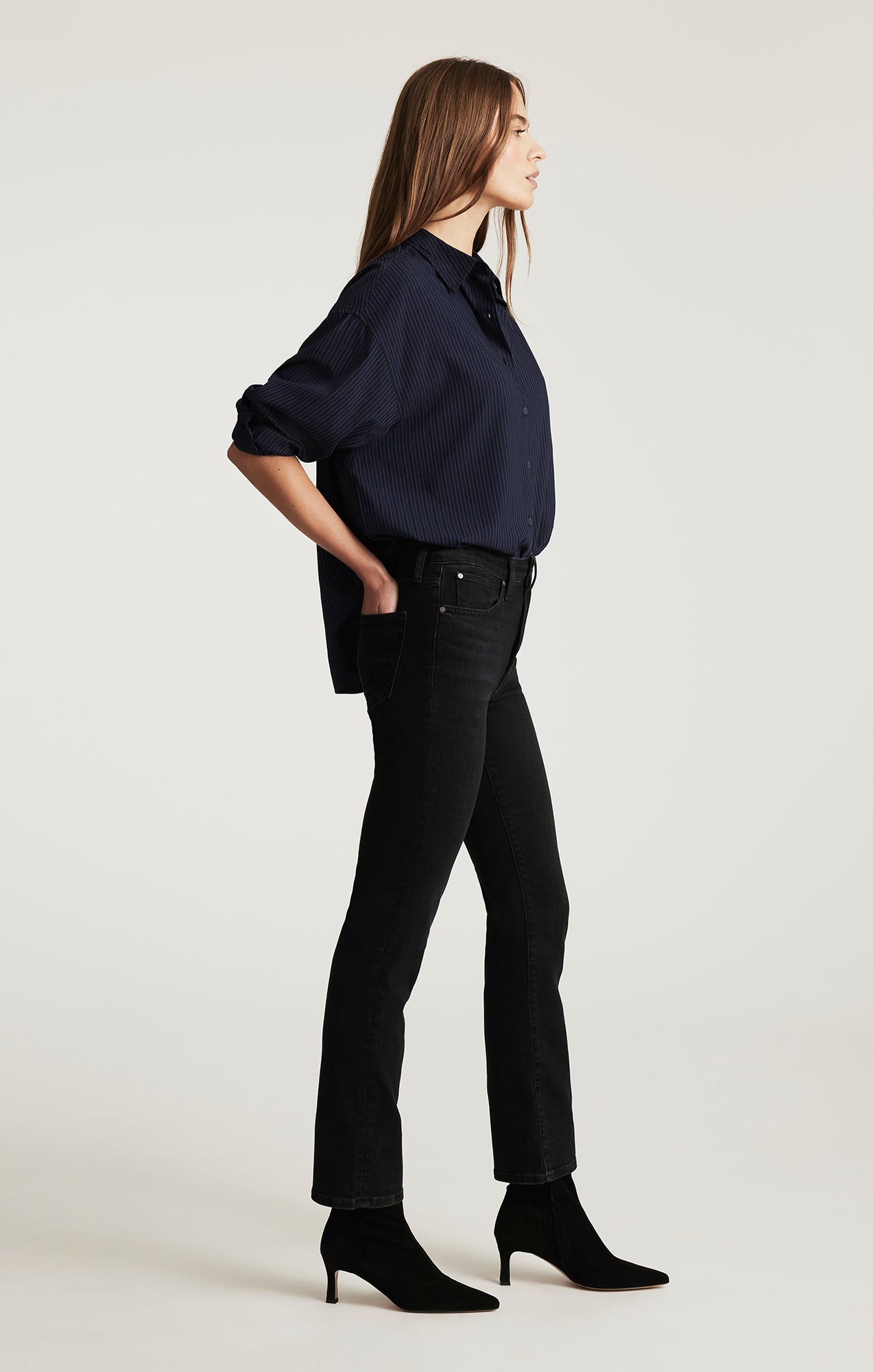 KENDRA STRAIGHT LEG IN DARK SMOKE FLEX BLUE - Mavi Jeans