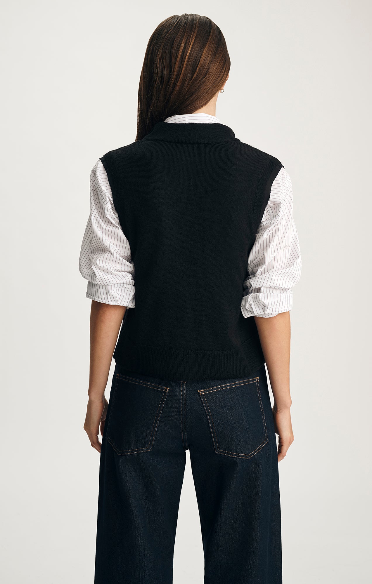 CARDIGAN SWEATER VEST IN BLACK - Mavi Jeans