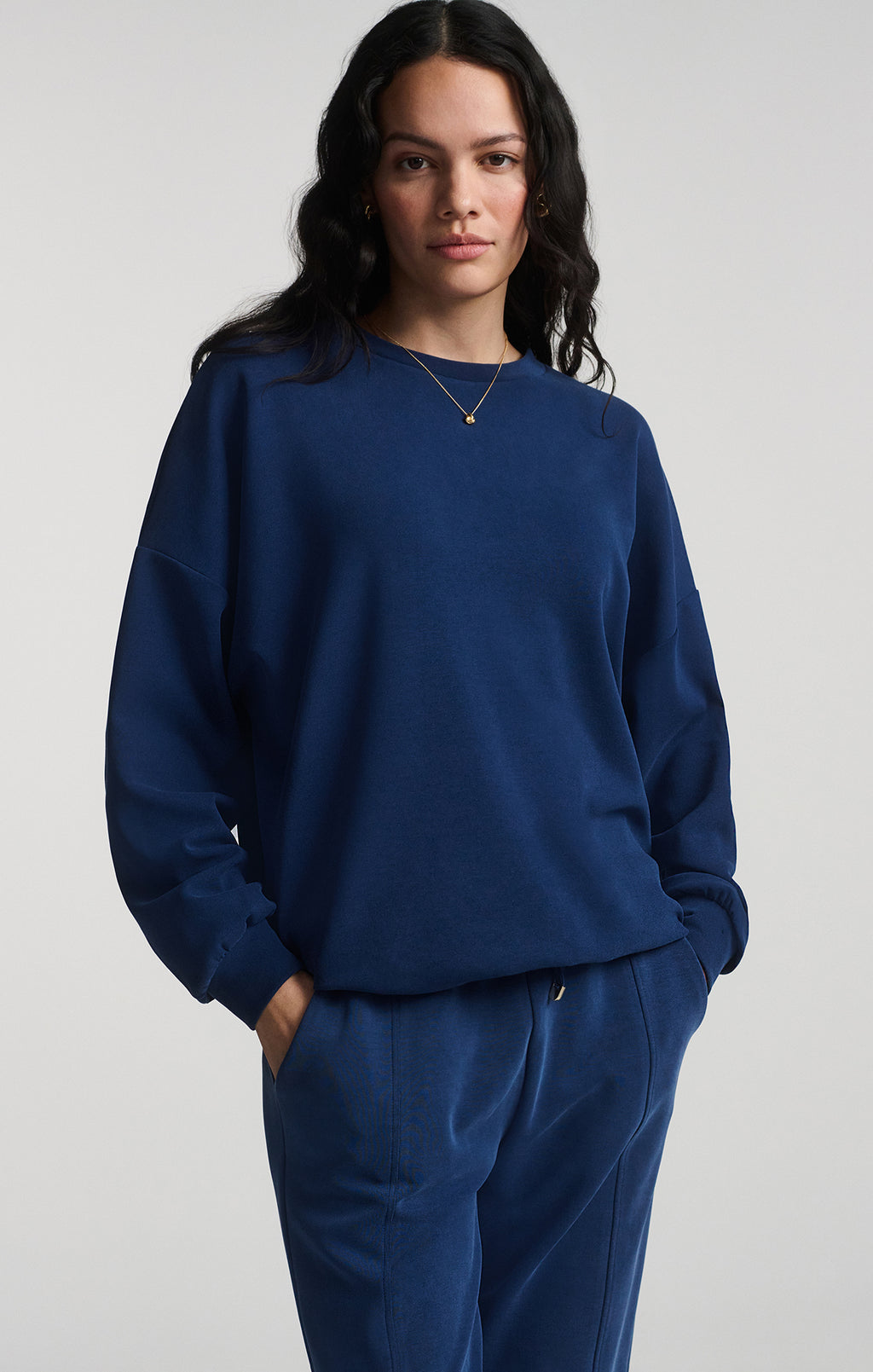 LUXE TOUCH TENCEL™ SWEATSHIRT IN MEDIEVAL BLUE - Mavi Jeans