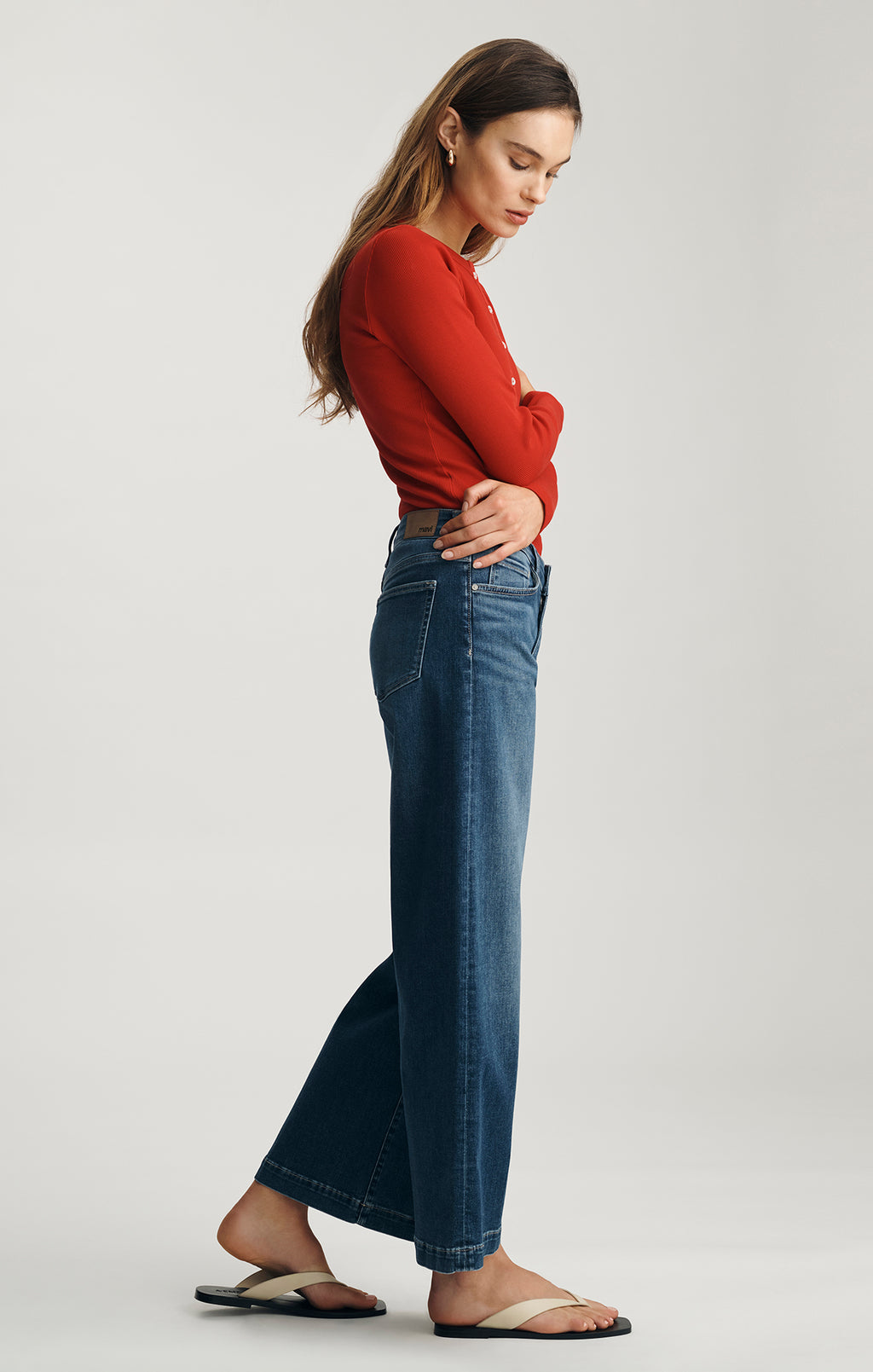 PALOMA WIDE LEG IN DARK BRUSHED FEATHER LUXE - Mavi Jeans