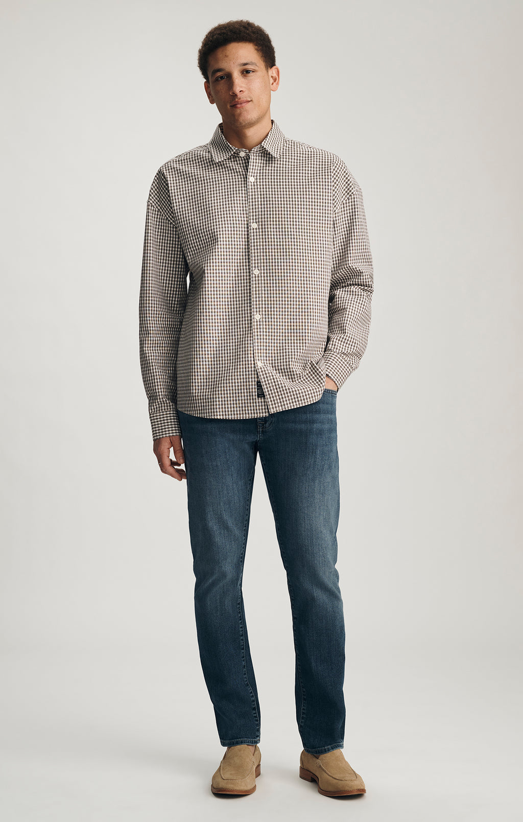 PLAID BUTTON-UP SHIRT IN FOXTROT CHECK - Mavi Jeans