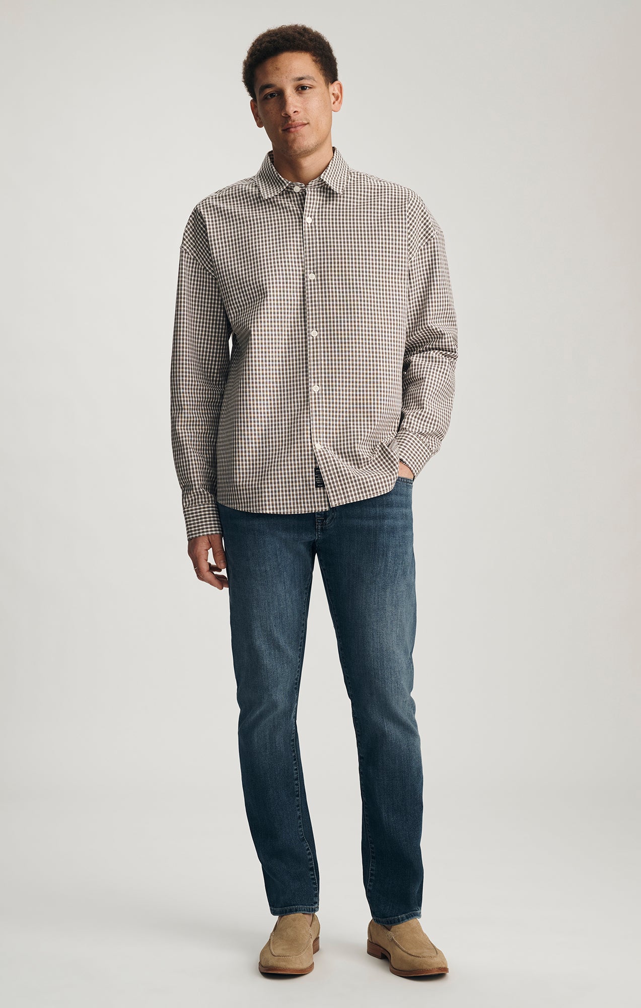 PLAID BUTTON-UP SHIRT IN FOXTROT CHECK - Mavi Jeans
