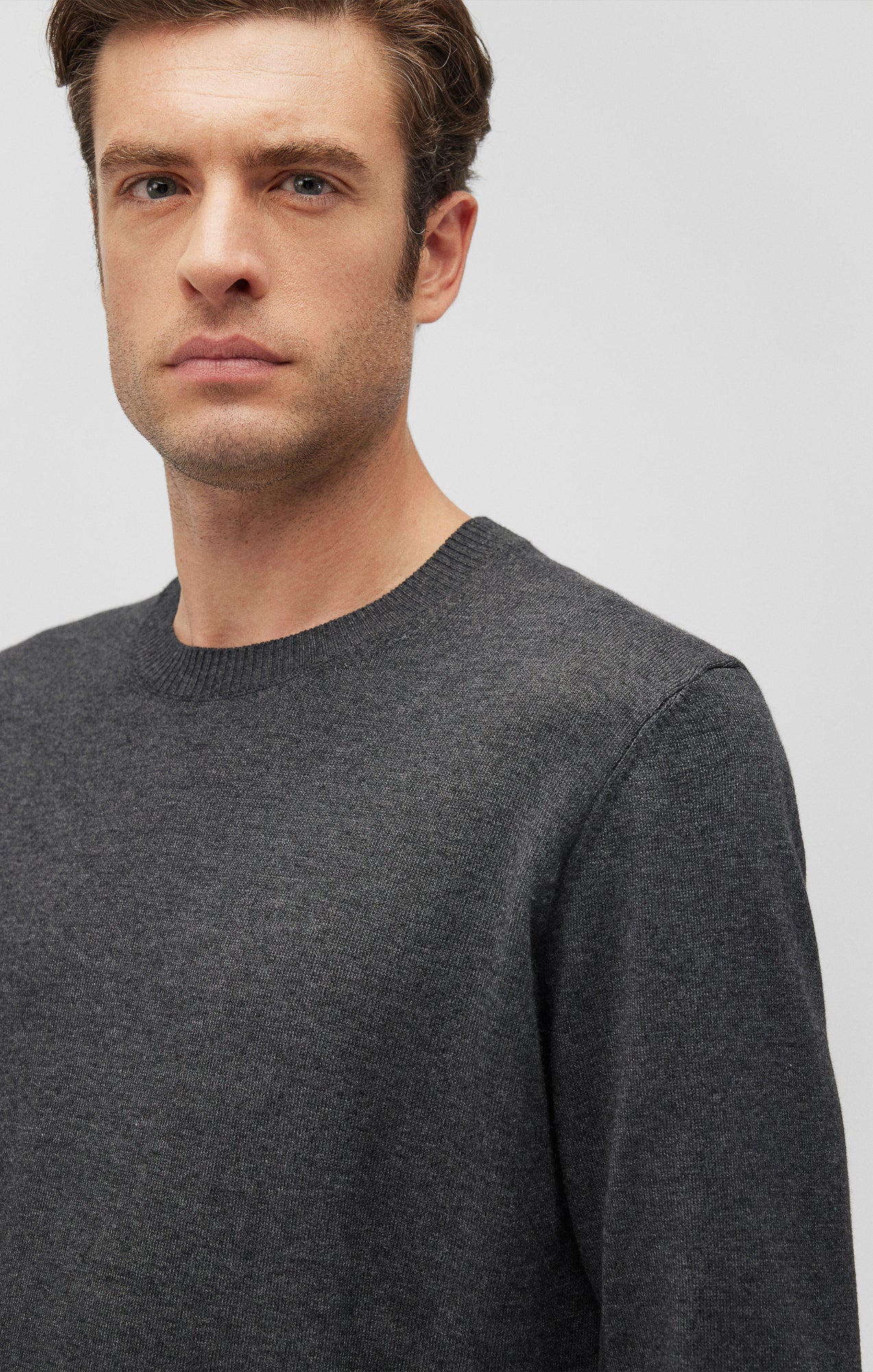 CREW NECK SWEATER IN ANTHRACITE MELANGE - Mavi Jeans